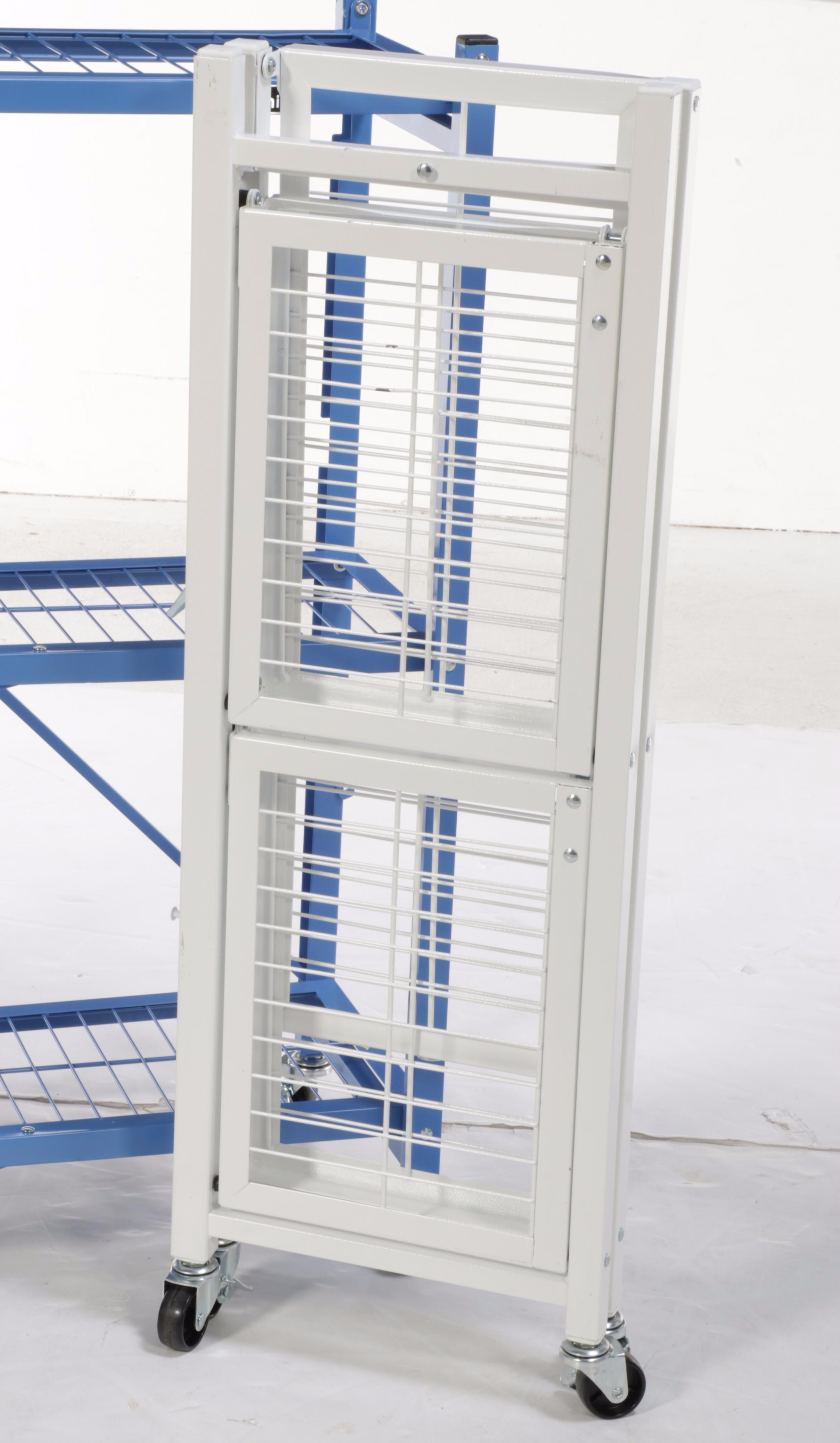 Origami Powder-Coated Wire Folding Racks on Casters
