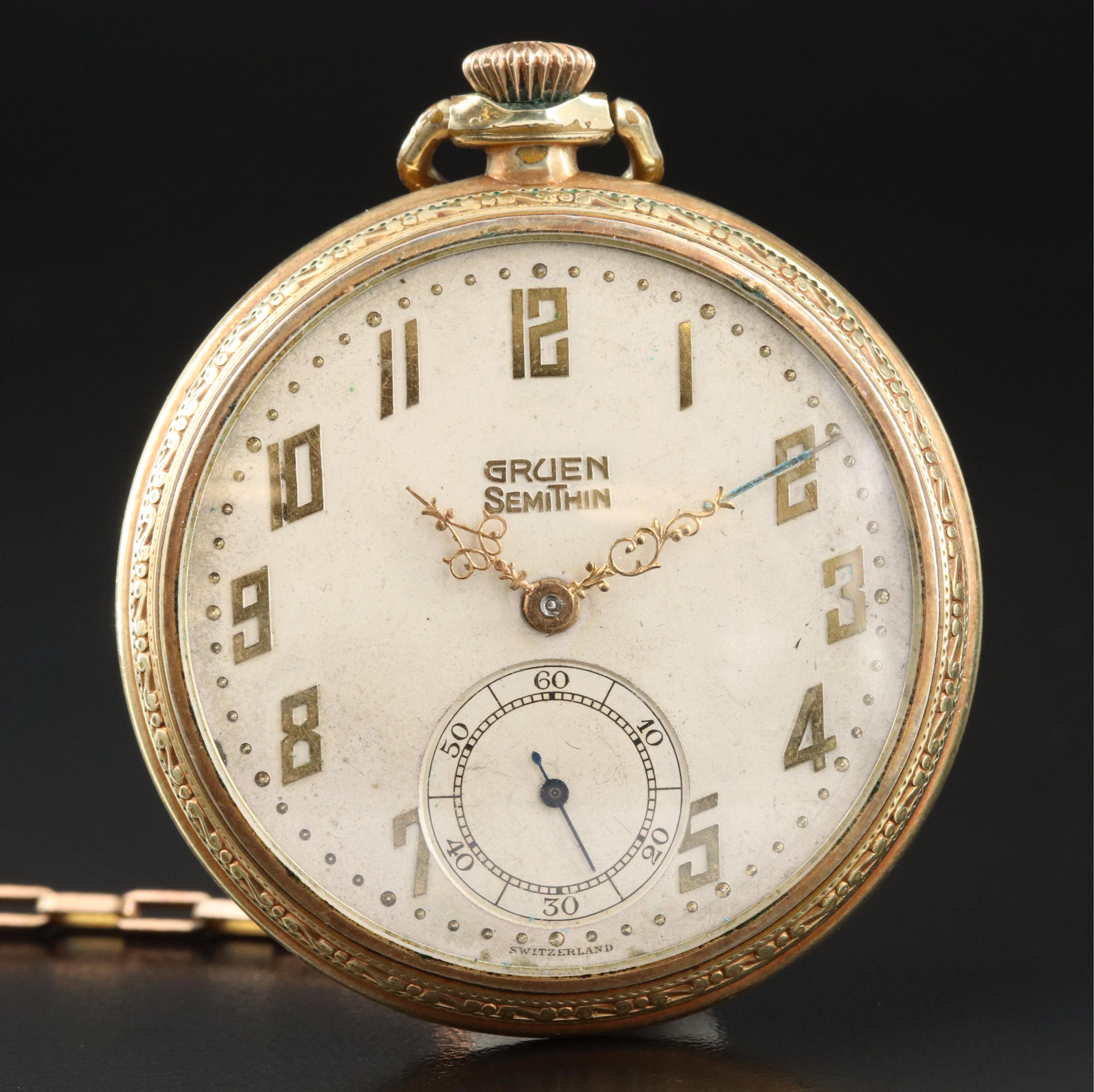 Vintage Gruen Semi Thin Pocket Watch