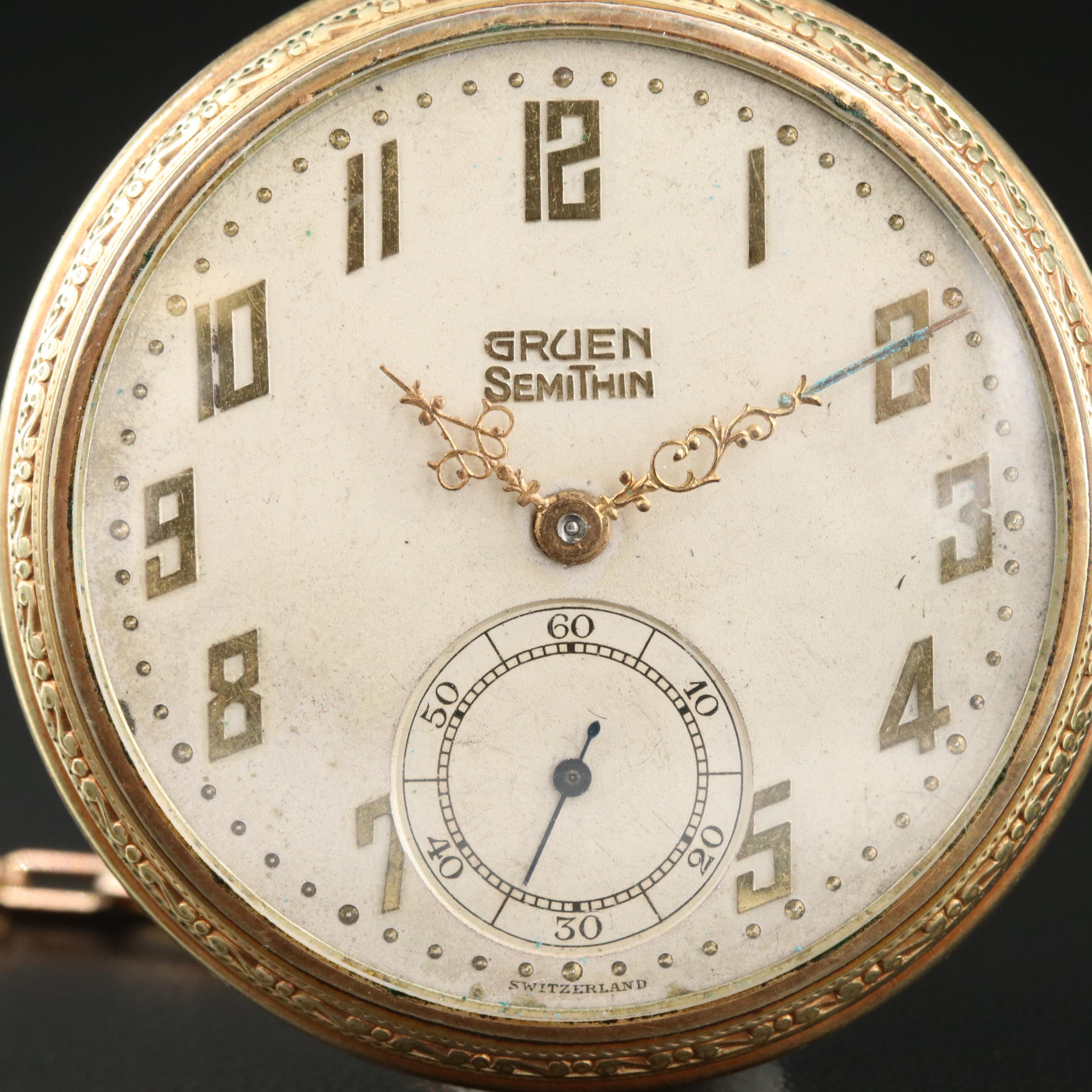 Vintage Gruen Semi Thin Pocket Watch