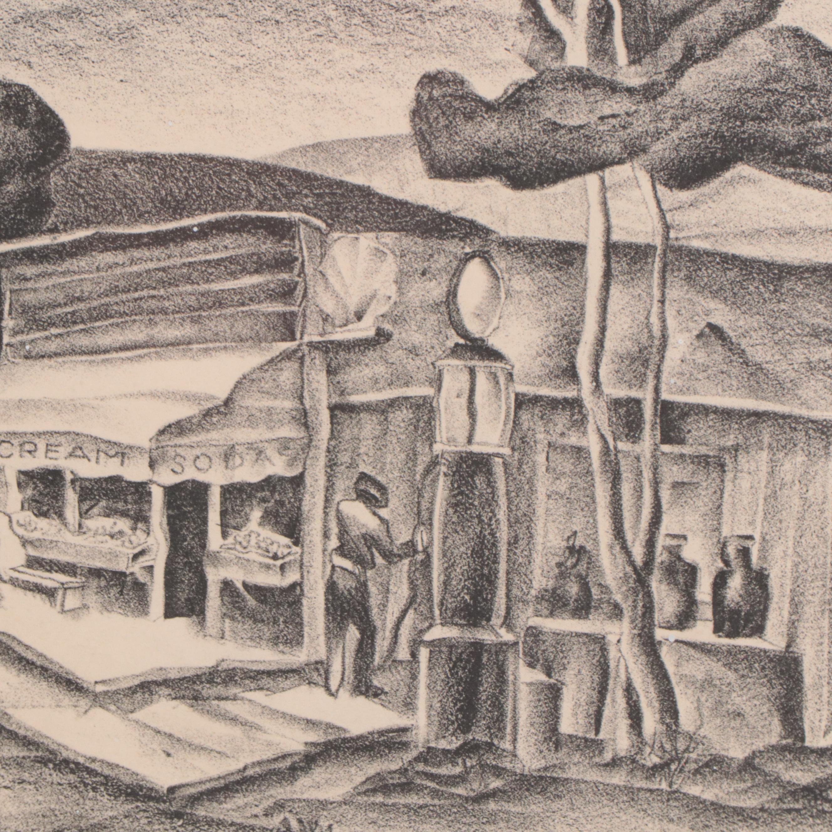 Todros Geller Regionalist Style Landscape Lithograph, Circa 1933 EBTH