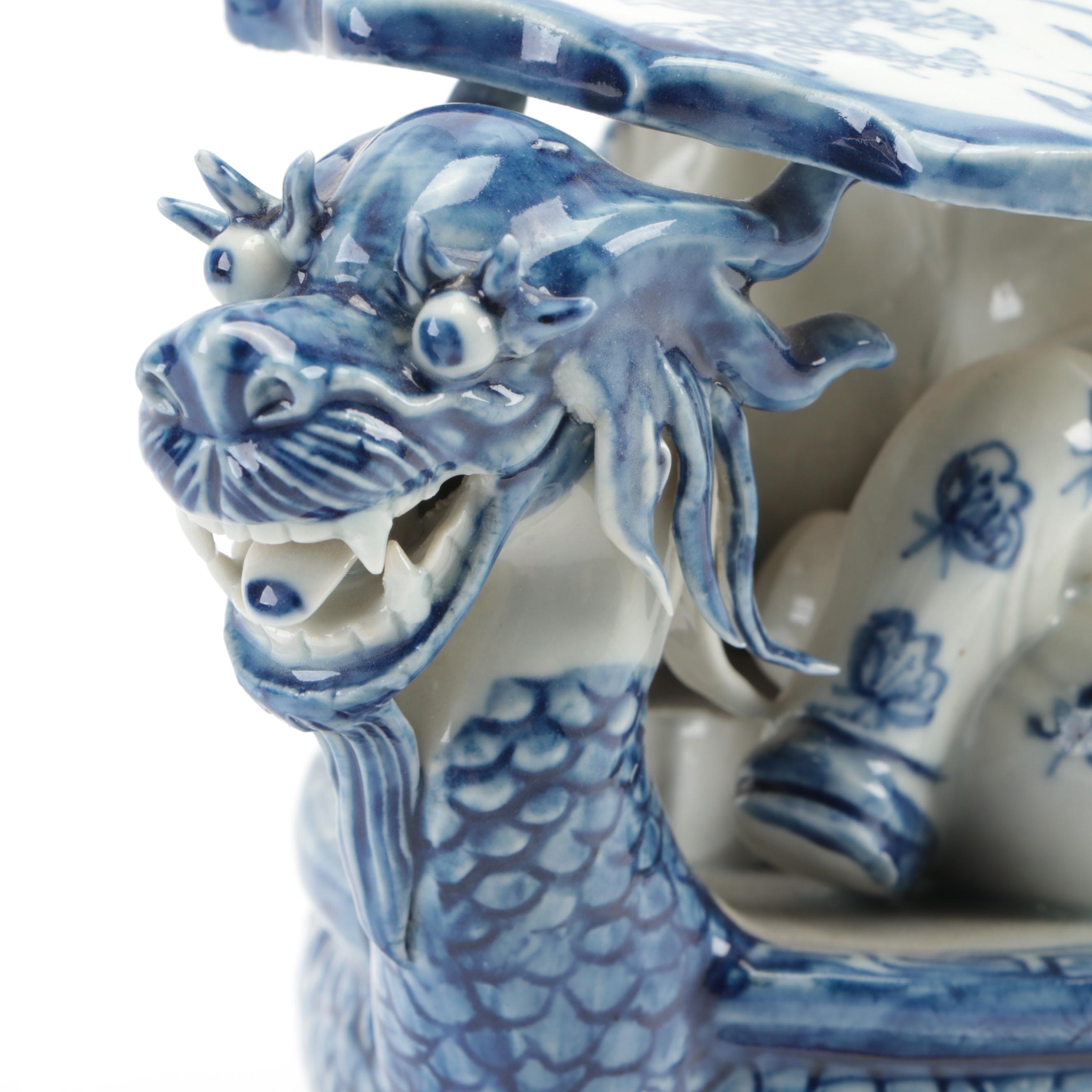 Hand-Painted Chinese Ceramic Opium Pillow