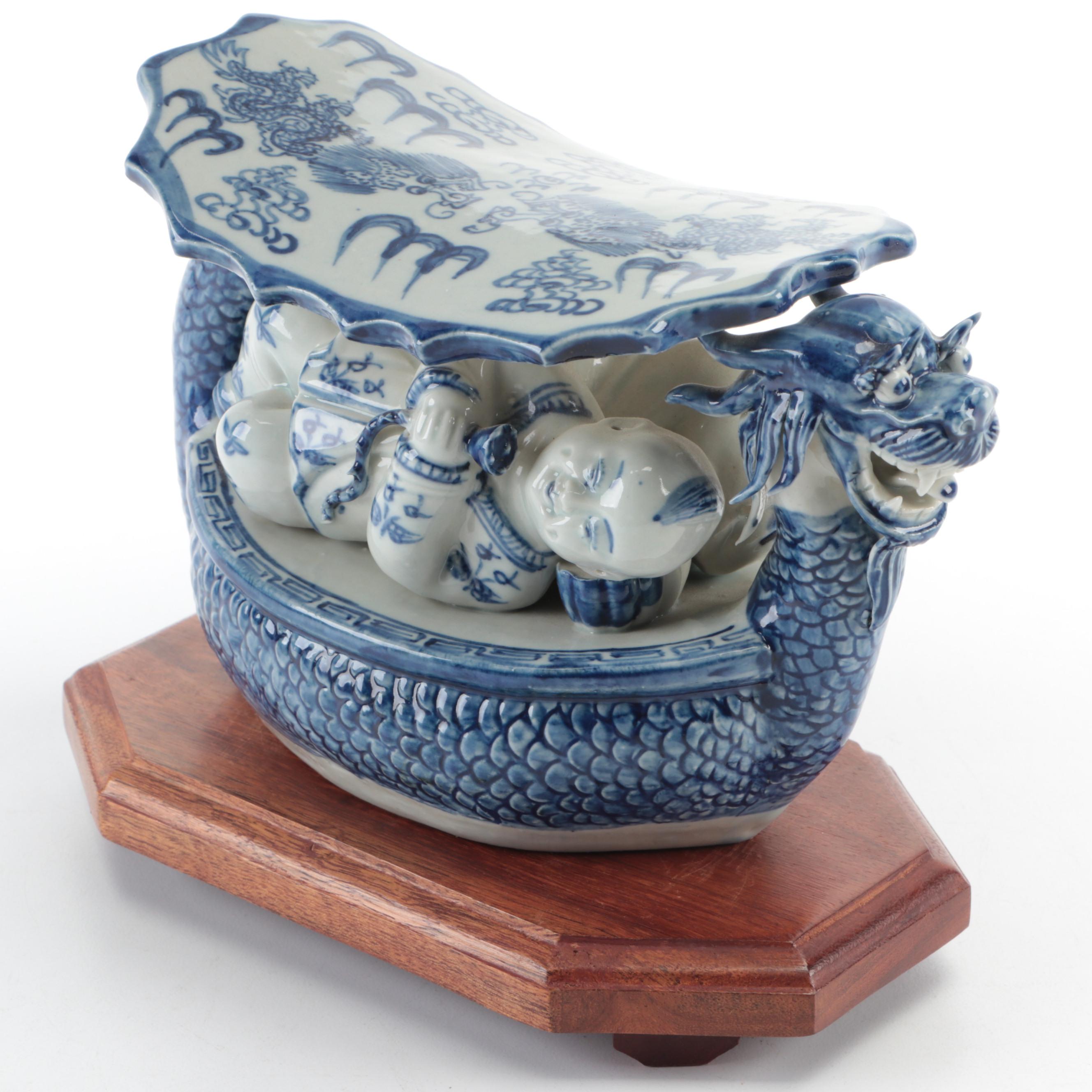 Hand-Painted Chinese Ceramic Opium Pillow