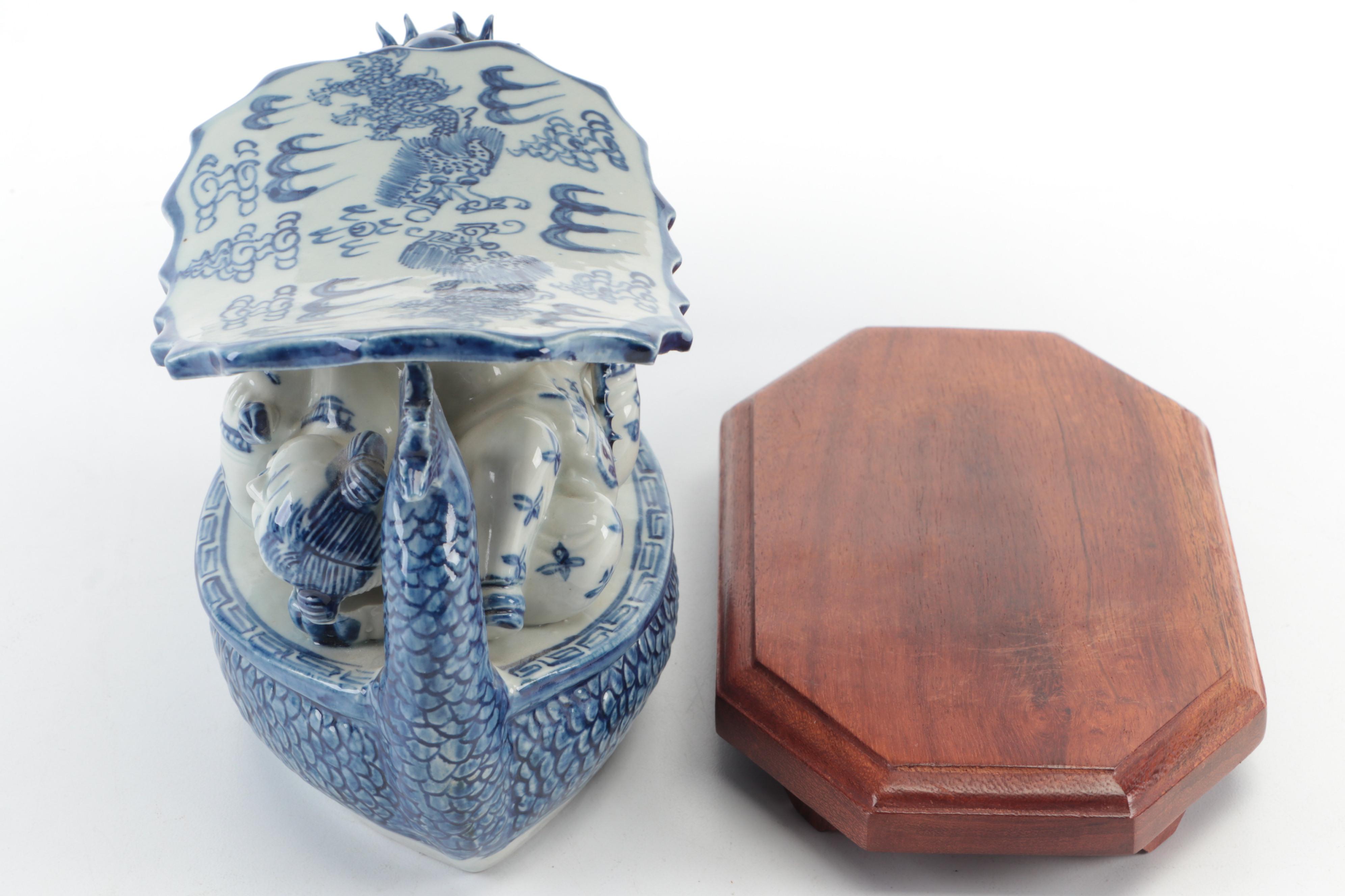 Hand-Painted Chinese Ceramic Opium Pillow