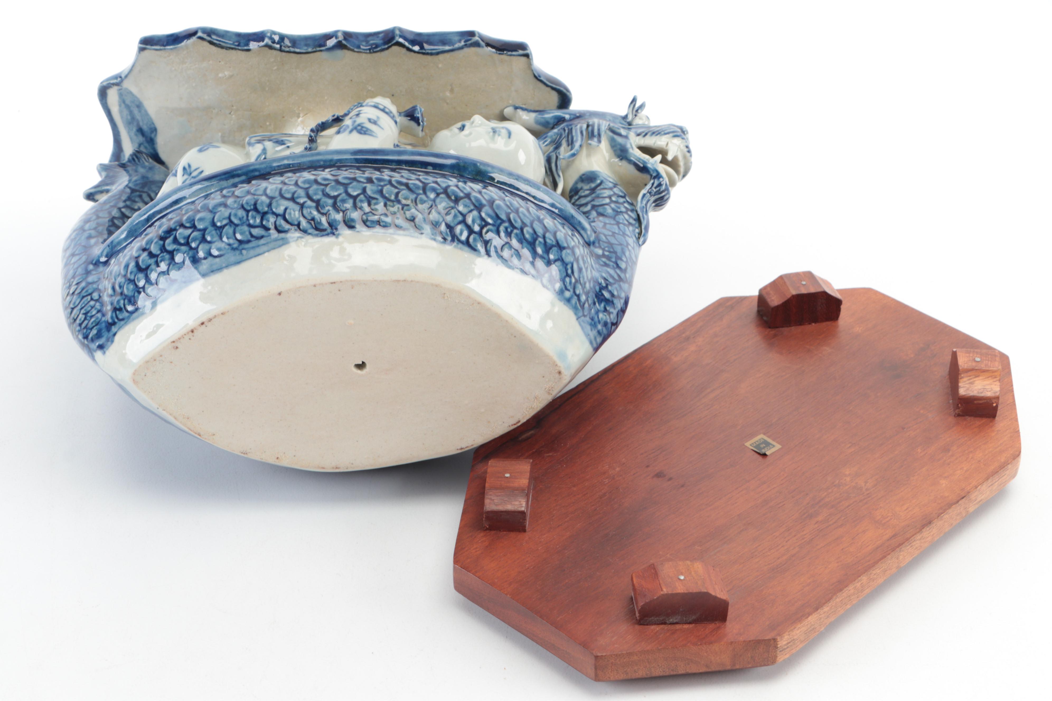 Hand-Painted Chinese Ceramic Opium Pillow