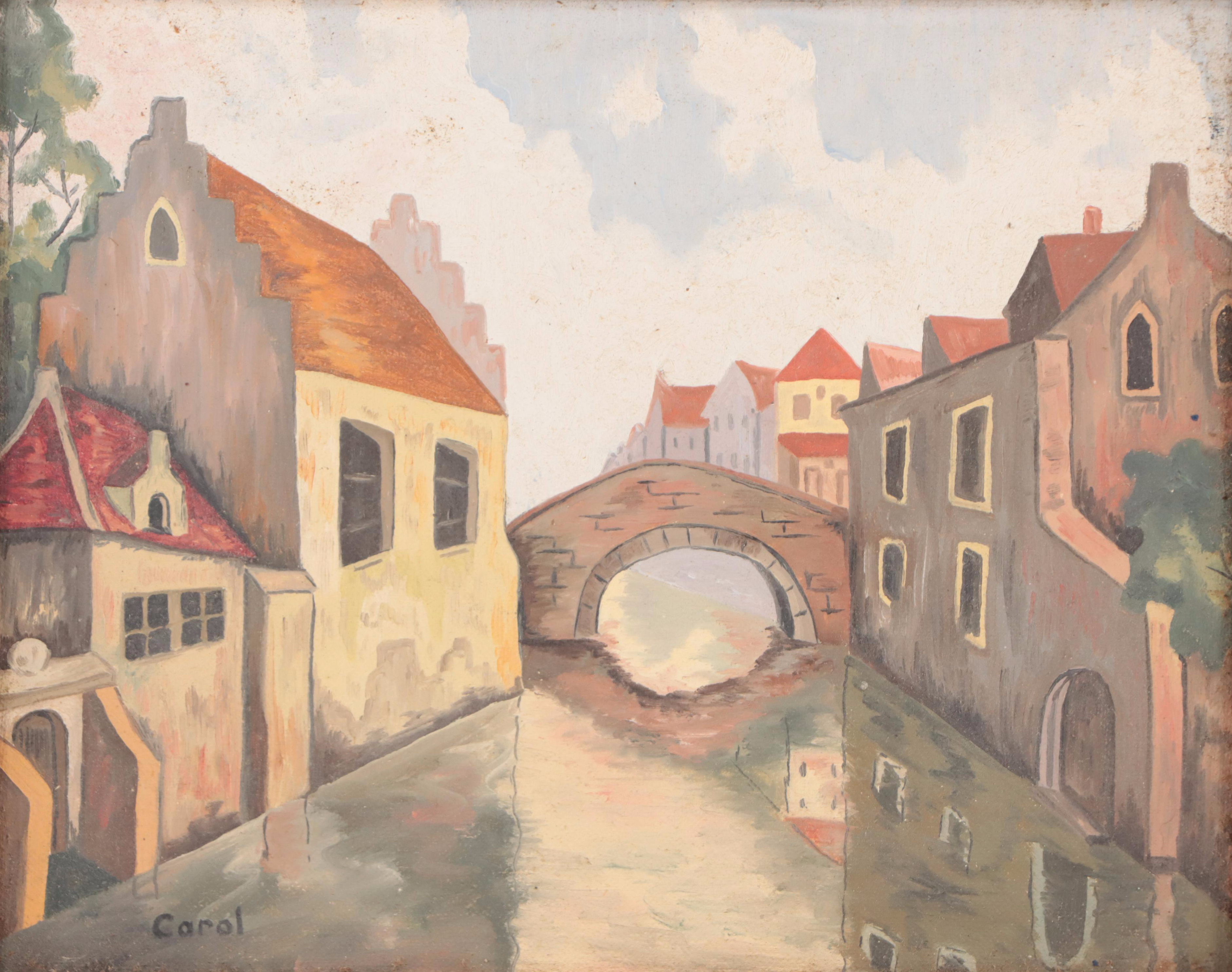 Acrylic Painting of Canal Scene