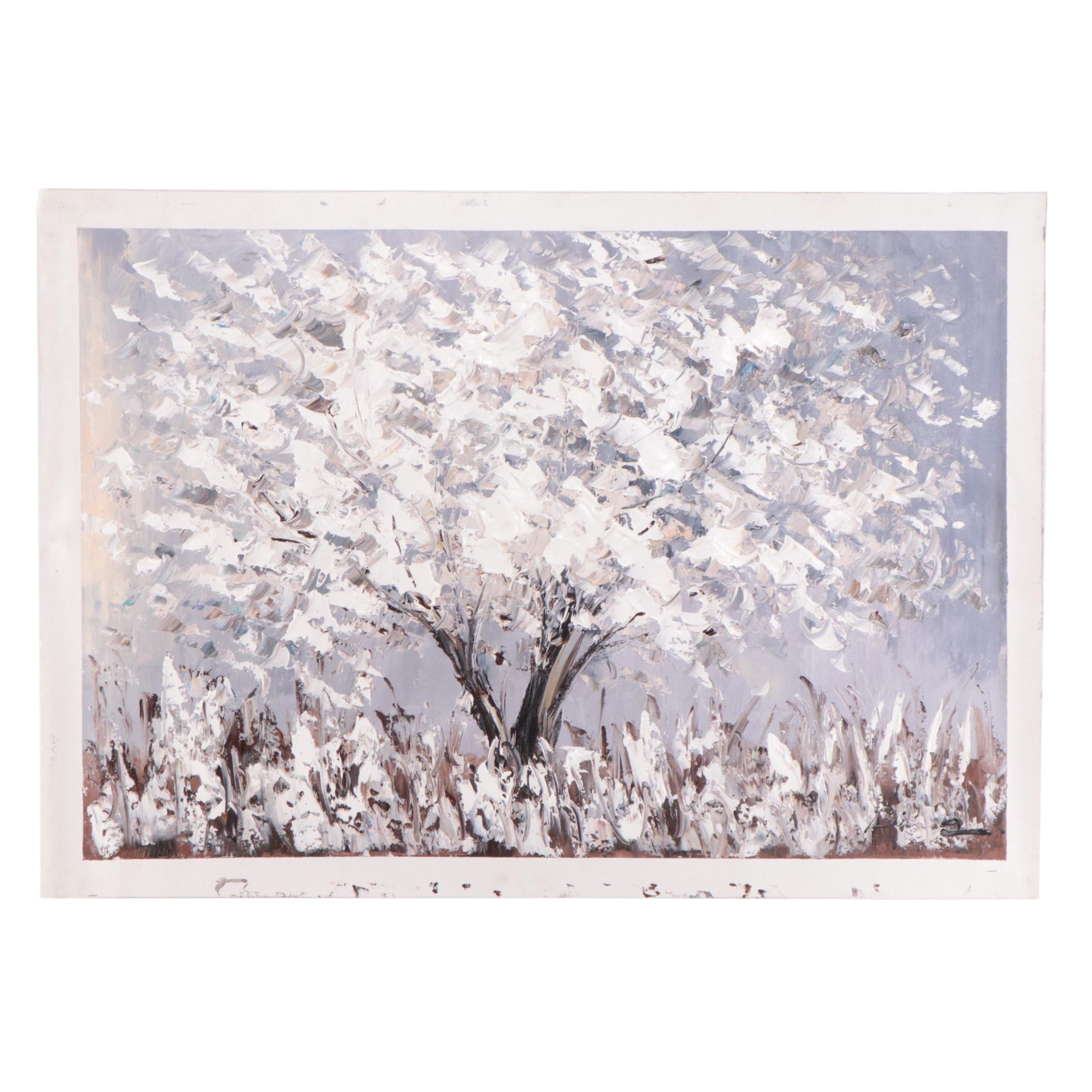 Bing Oil Painting of Stylized Landscape With Tree