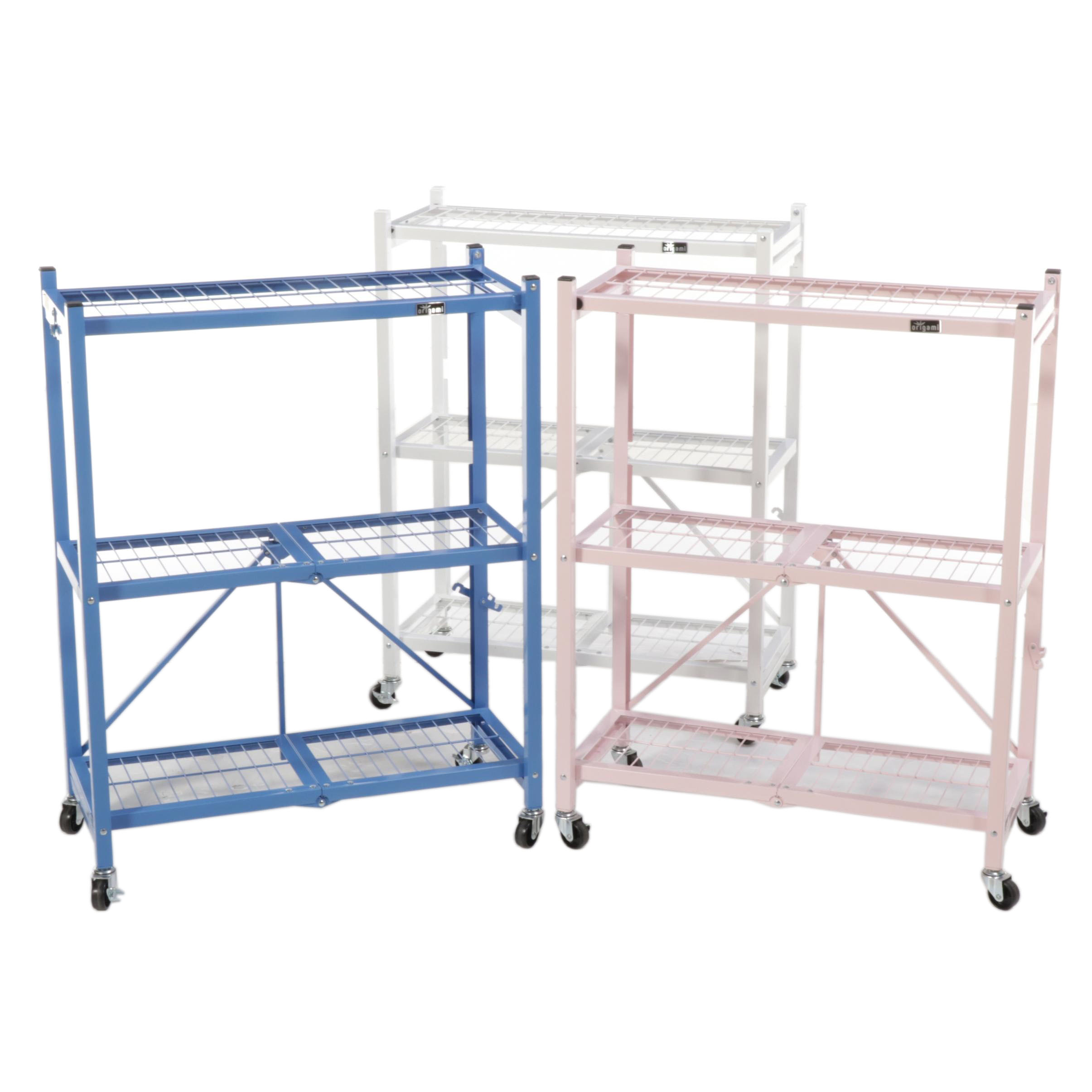 Origami Powder-Coated Wire Folding Racks on Casters