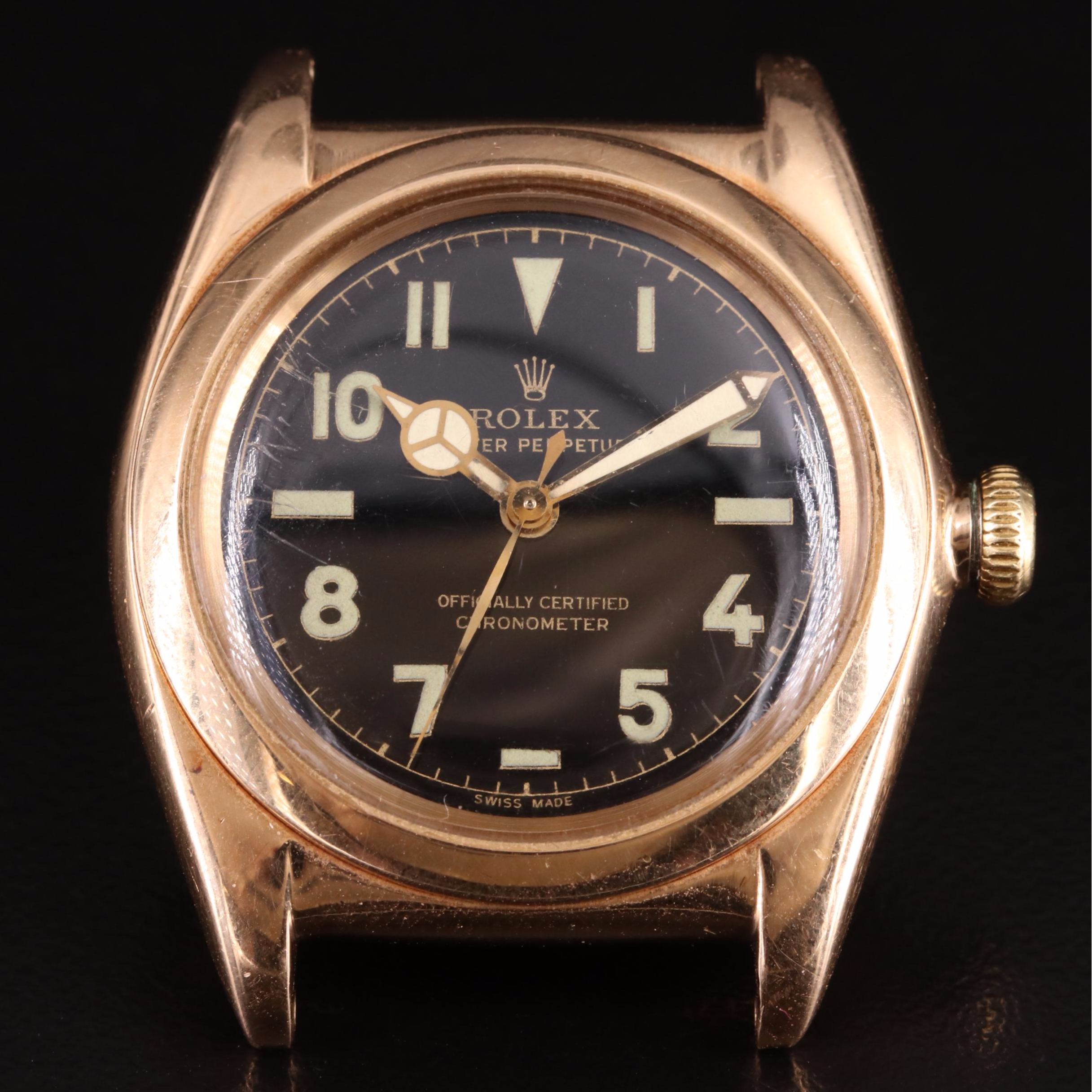 14K Rolex Bubbleback Oyster Perpetual Watch