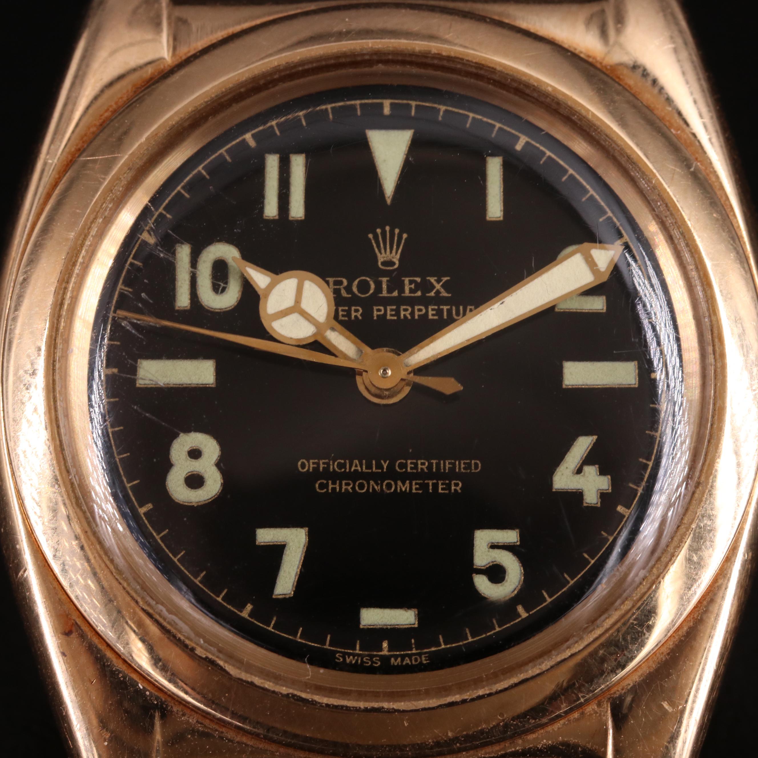 14K Rolex Bubbleback Oyster Perpetual Watch