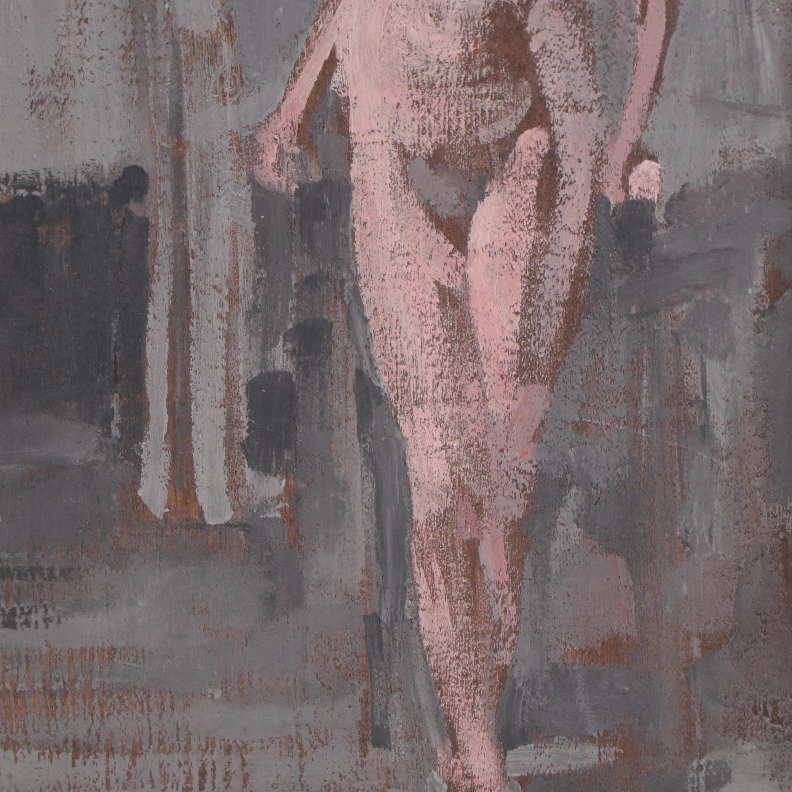 Alla Prima Oil Figure Painting of Standing Female Nude, Late 19th century