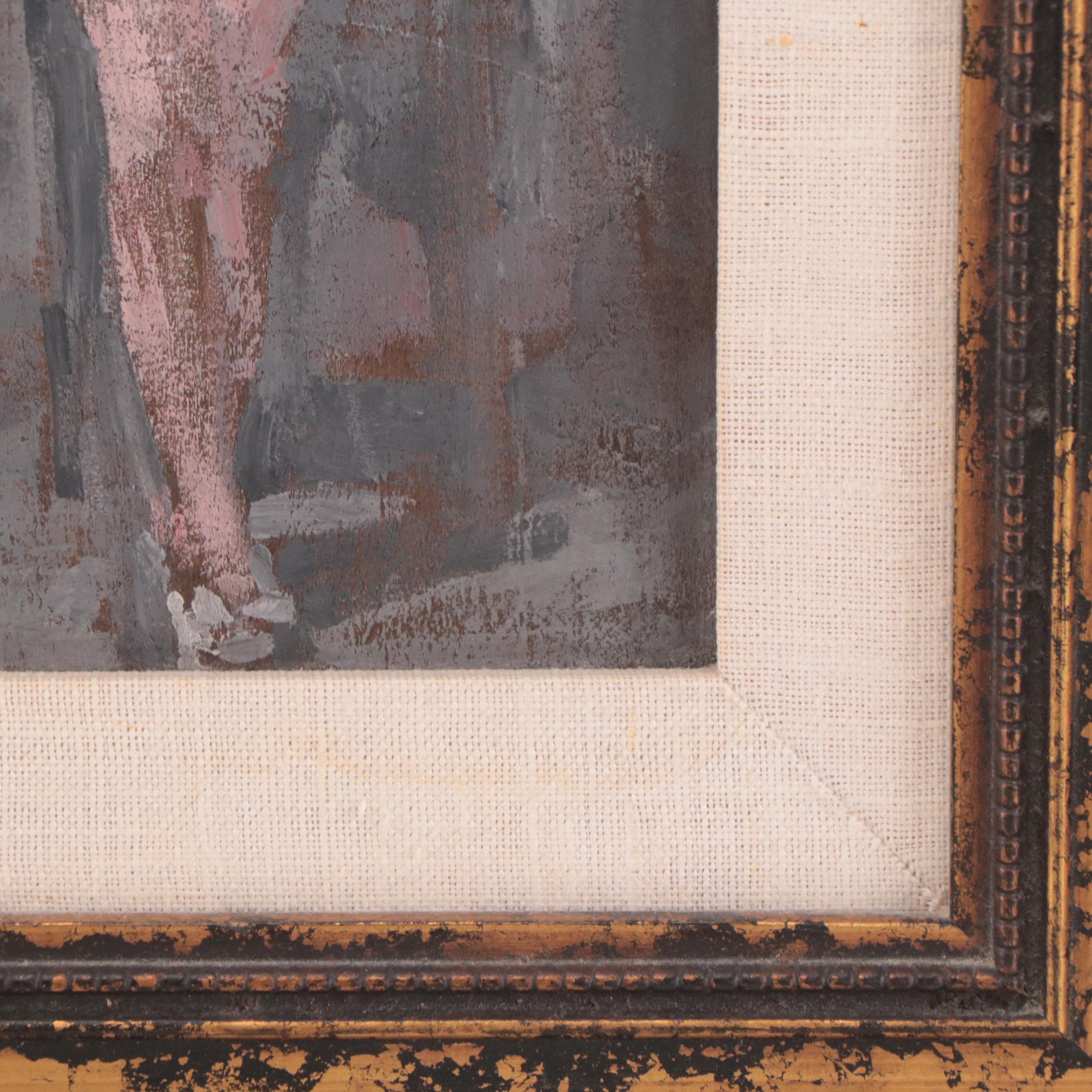 Alla Prima Oil Figure Painting of Standing Female Nude, Late 19th century