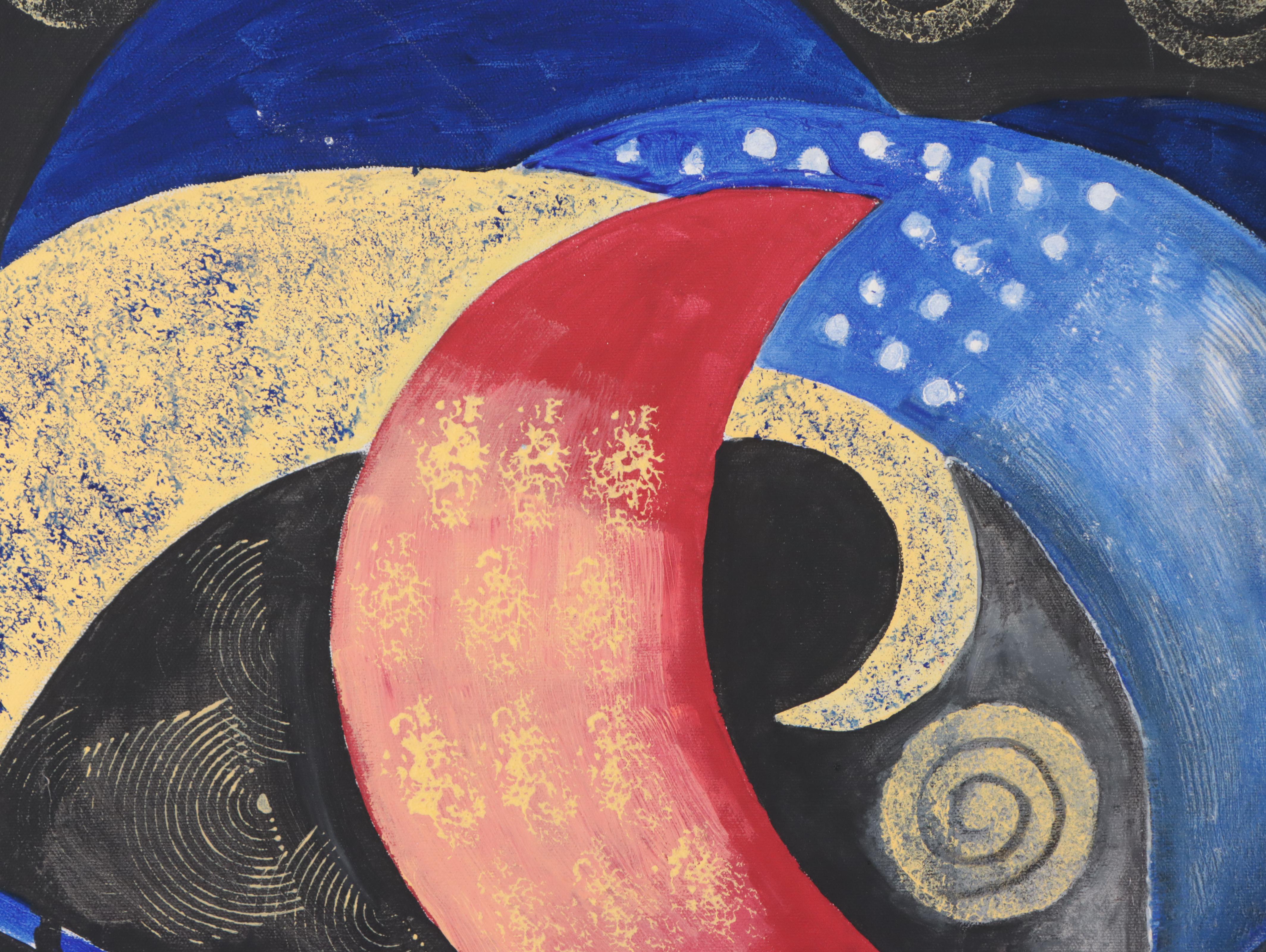 Abstract Geometric Acrylic Painting, 21st Century