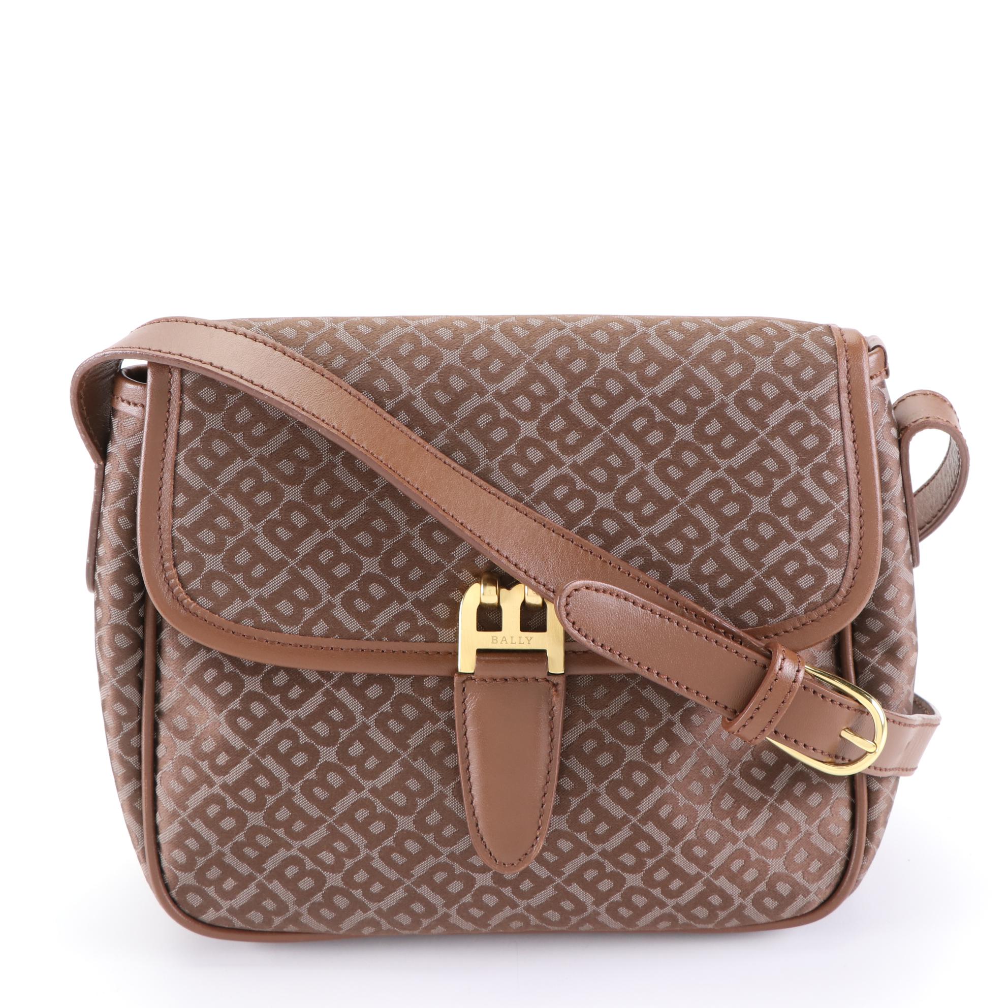 Bally Shoulder Bag in Quilted Leather and Crossbody Bag in Monogram Canvas