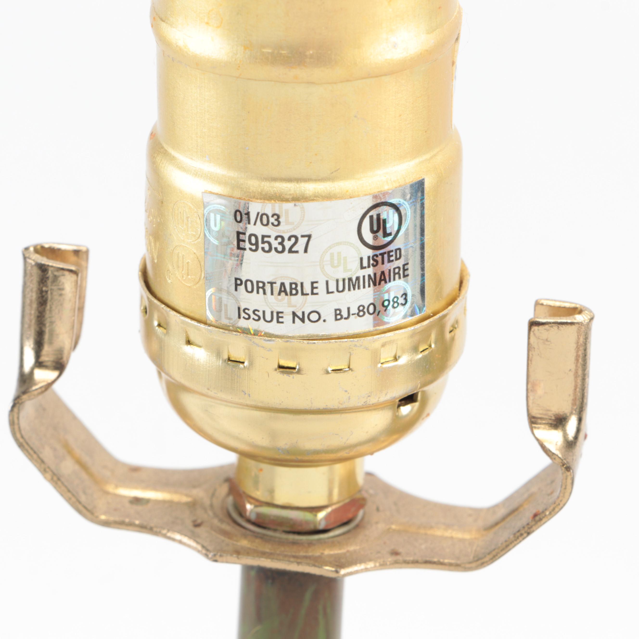 Mallard Duck With Cattails Table Lamp and Porcelain Mallard Duck