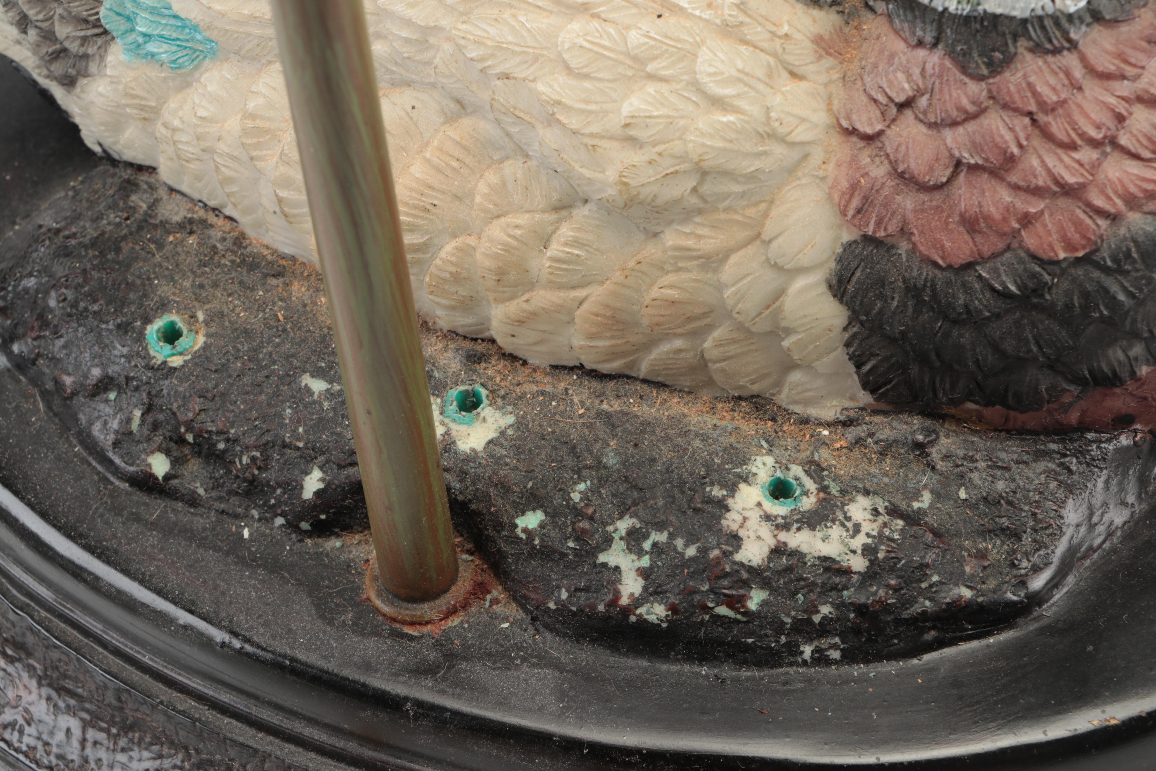 Mallard Duck With Cattails Table Lamp and Porcelain Mallard Duck