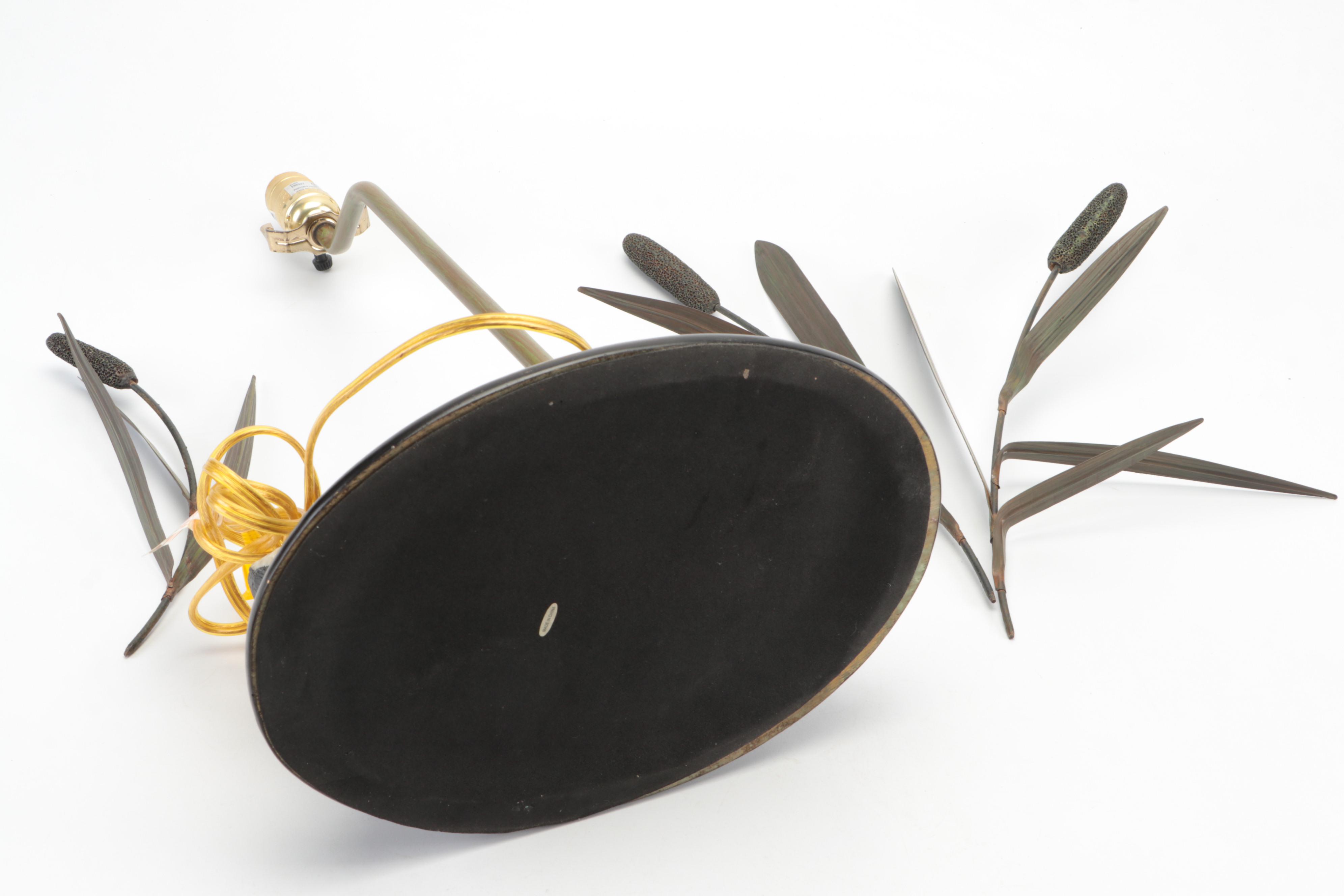 Mallard Duck With Cattails Table Lamp and Porcelain Mallard Duck