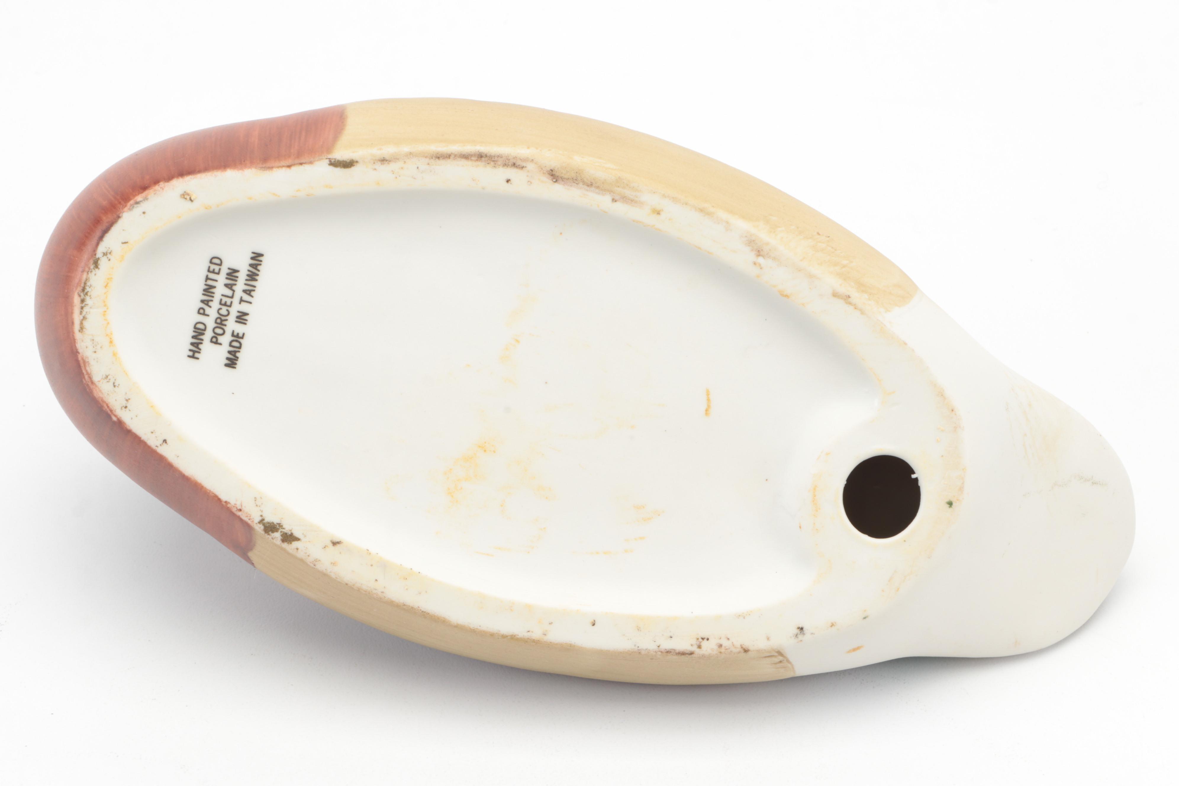 Mallard Duck With Cattails Table Lamp and Porcelain Mallard Duck