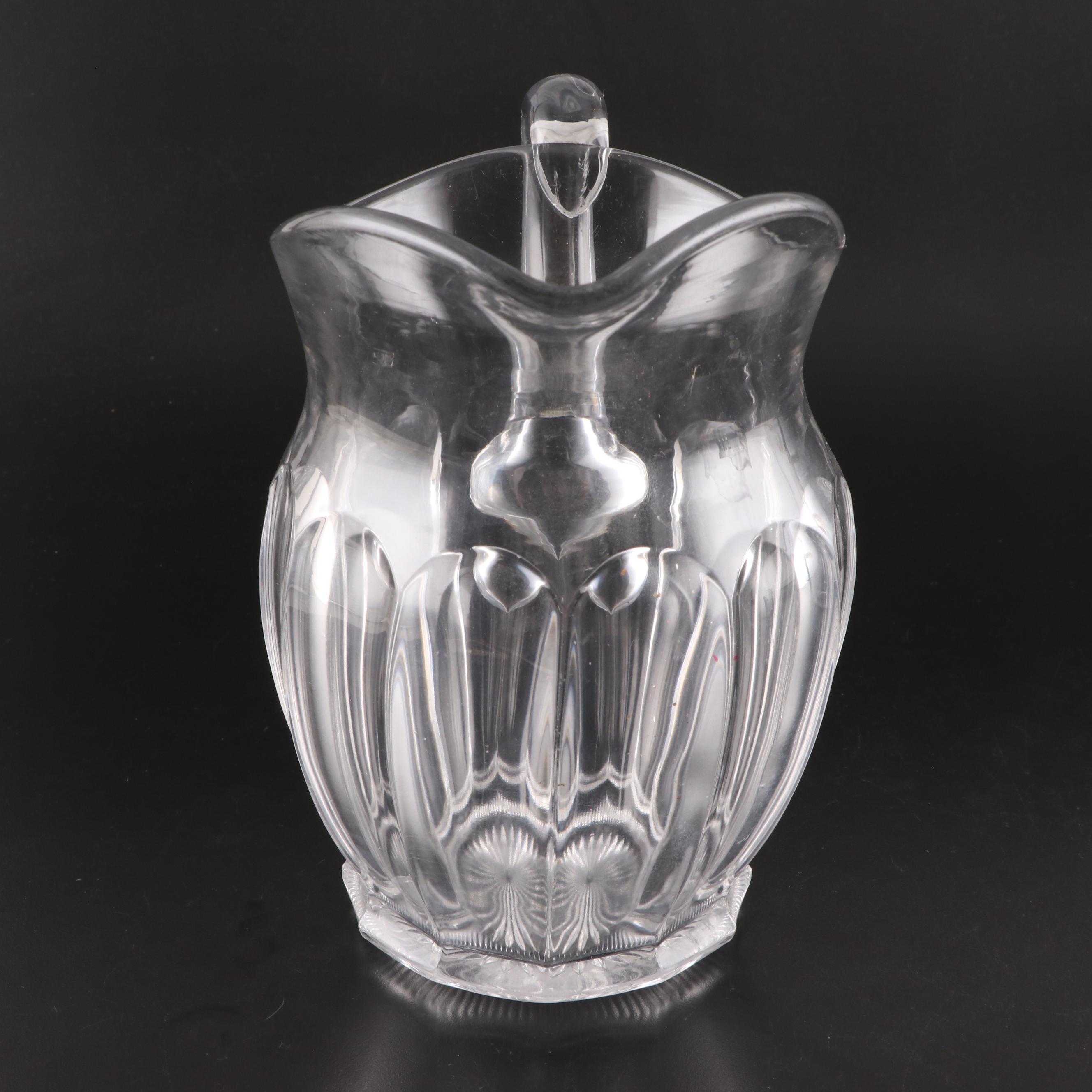 Heisey "Colonial Clear" Glass Pitcher and Scallop Rim Glass Pitcher