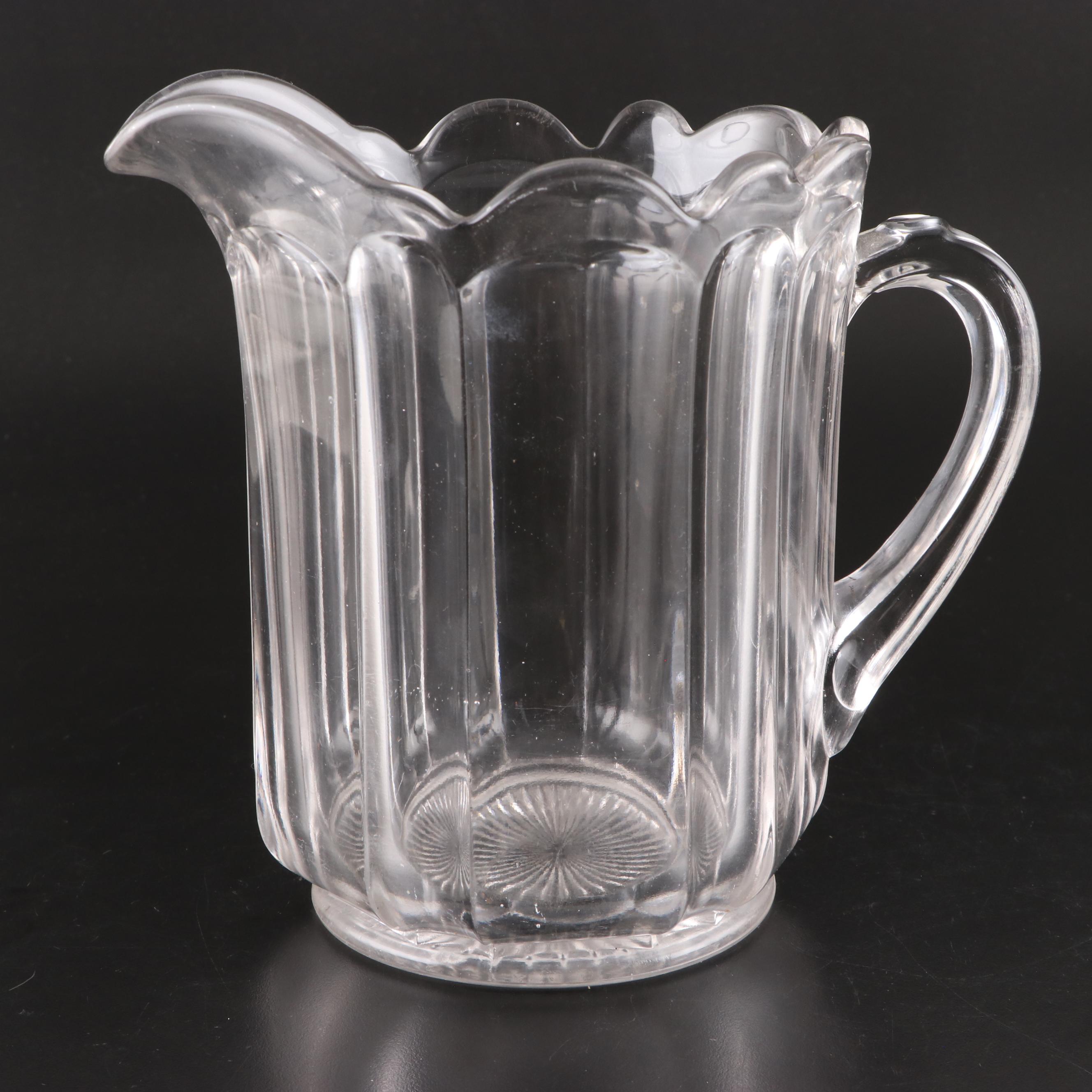 Heisey "Colonial Clear" Glass Pitcher and Scallop Rim Glass Pitcher