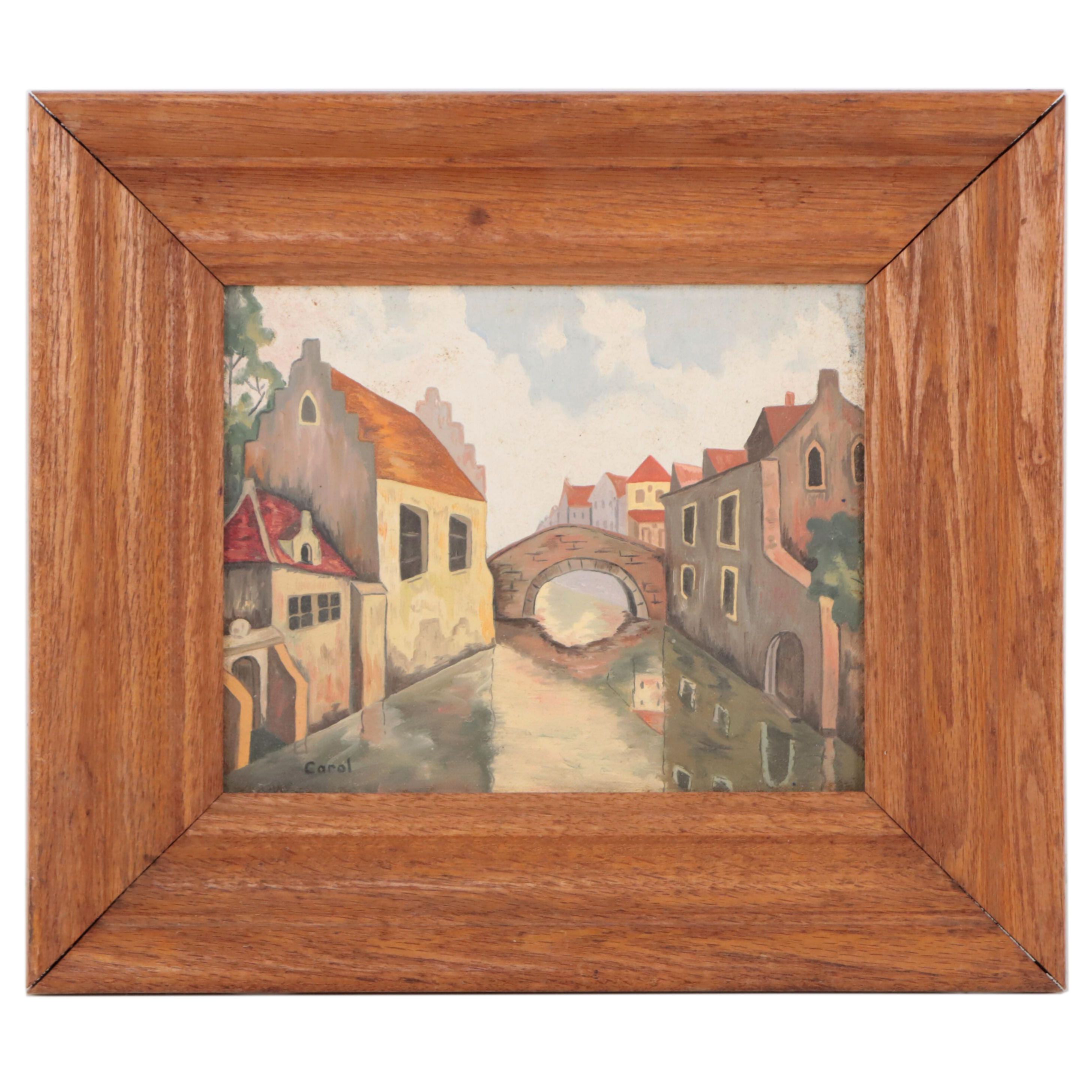 Acrylic Painting of Canal Scene