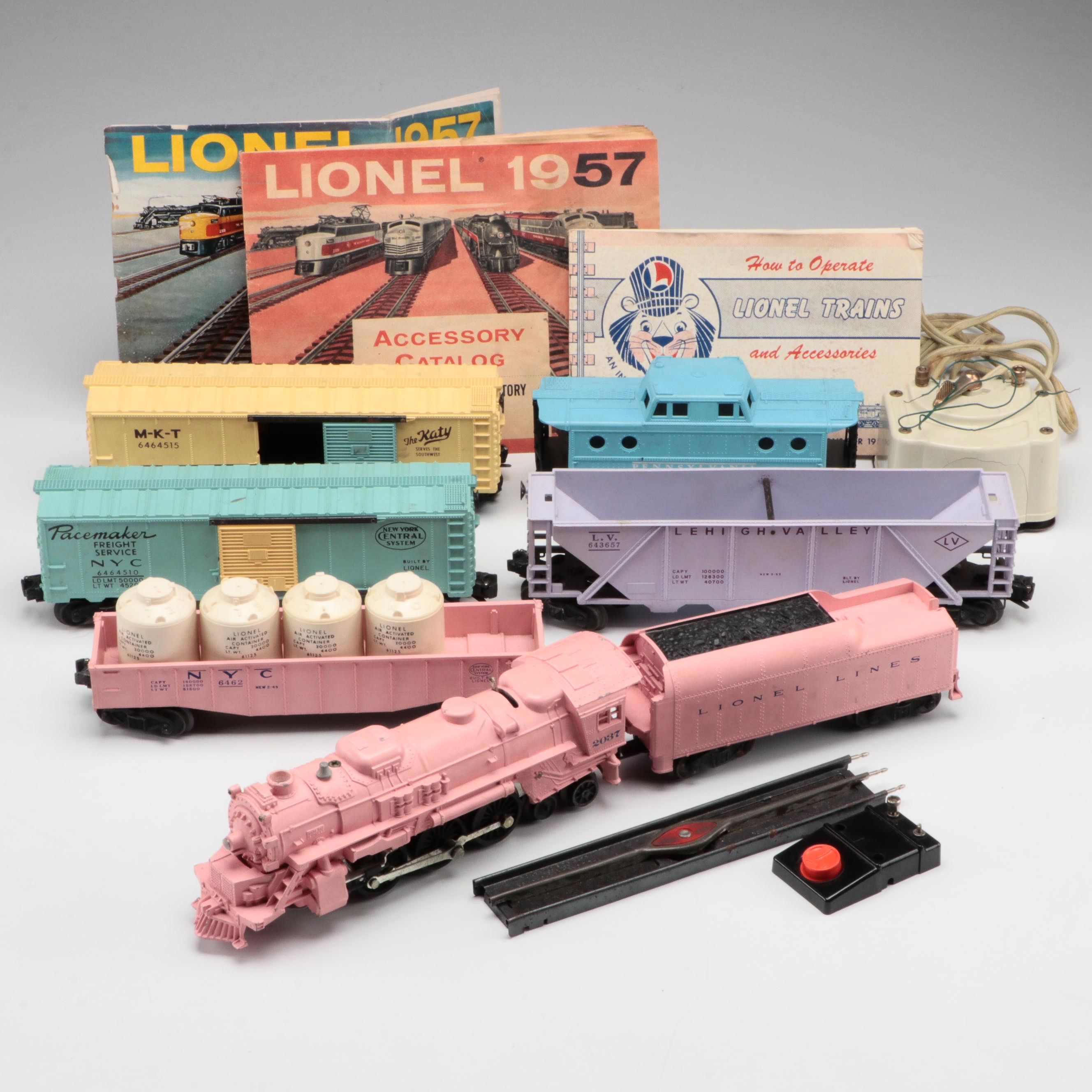Lionel Pink "Girls" Train Set with Transformer and Booklets, Circa 1957