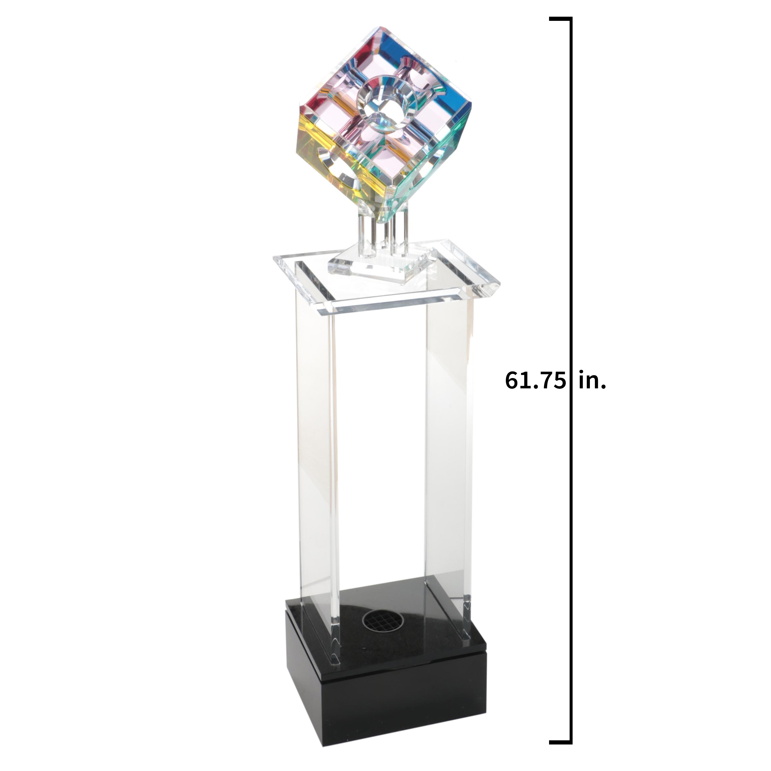 Op Art Geometric Acrylic Cube Sculpture In the Style of Shlomi Haziza