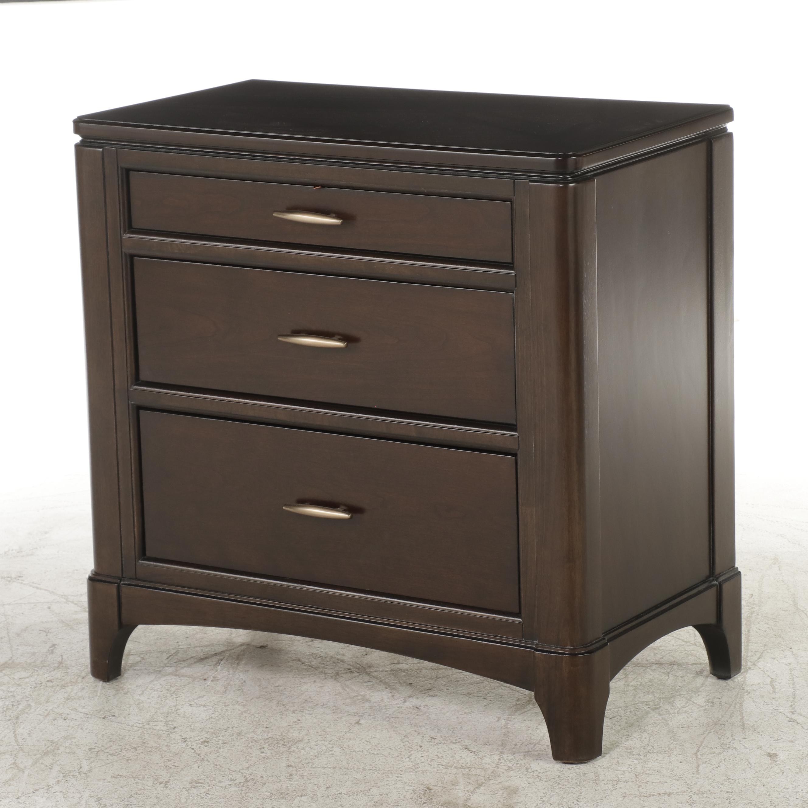 Pair of Havertys "Gramercy" Three-Drawer Nightstands in Dark Sable Finish