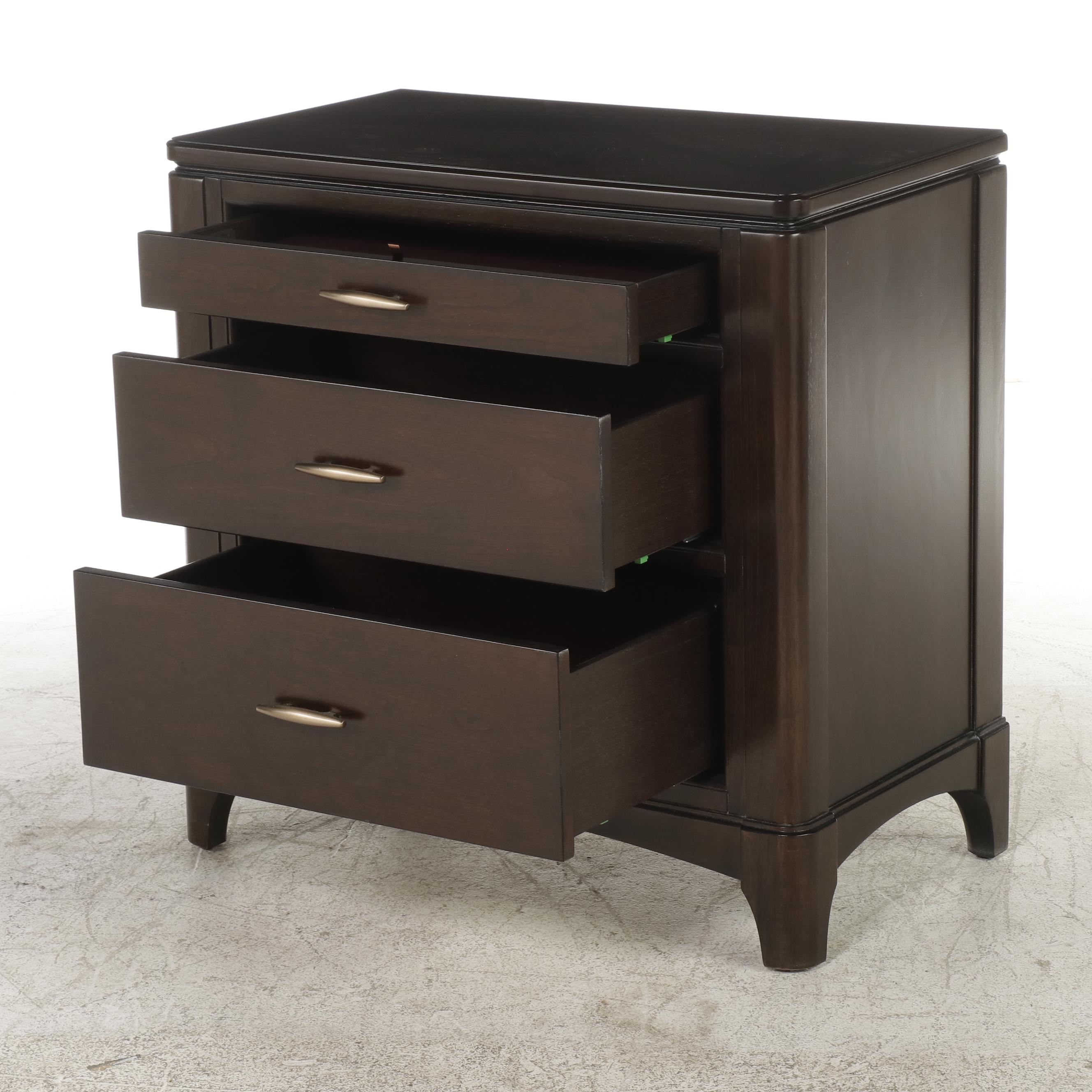 Pair of Havertys "Gramercy" Three-Drawer Nightstands in Dark Sable Finish