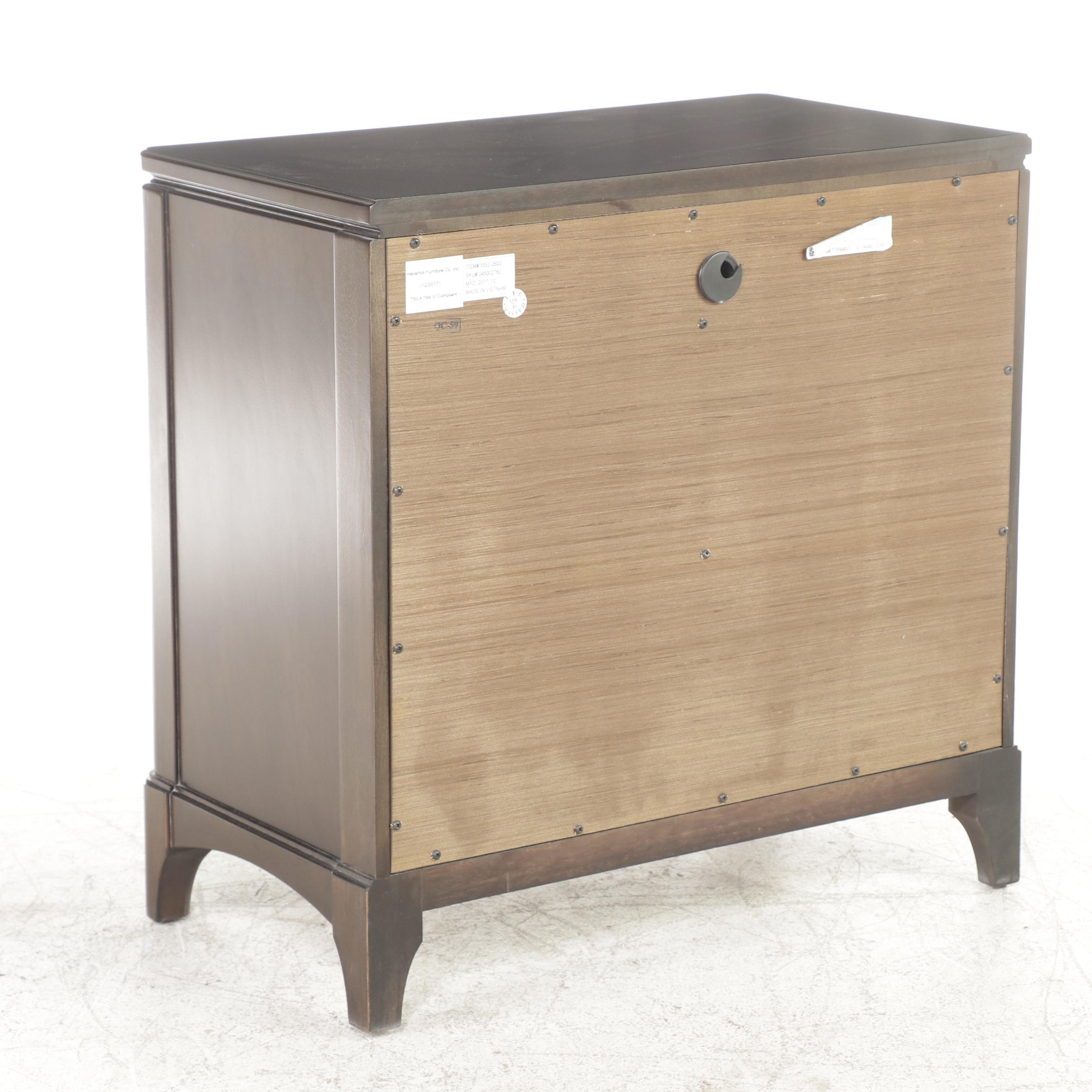 Pair of Havertys "Gramercy" Three-Drawer Nightstands in Dark Sable Finish