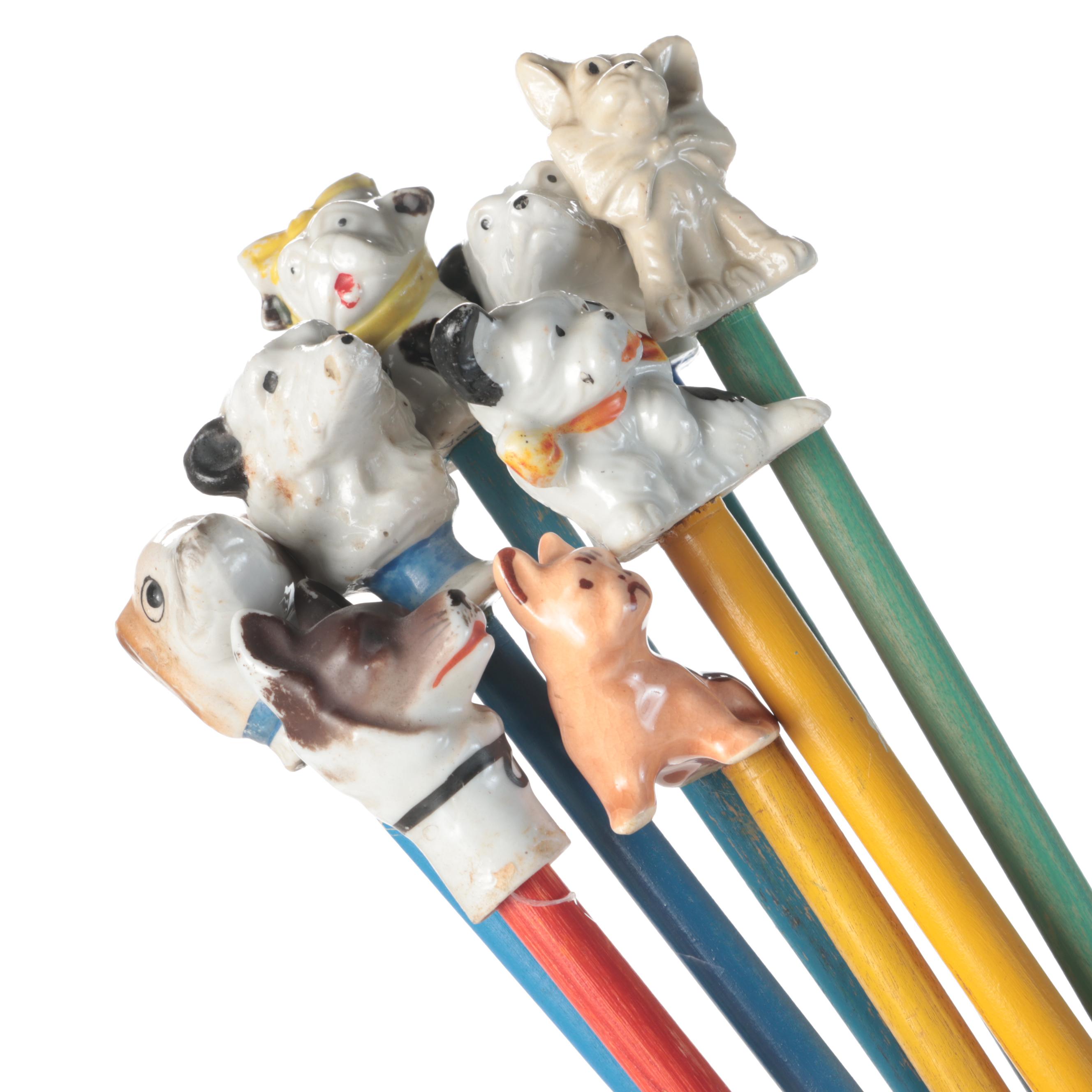 Dog Head Carnival Cane Sticks, Early to Mid-20th Century