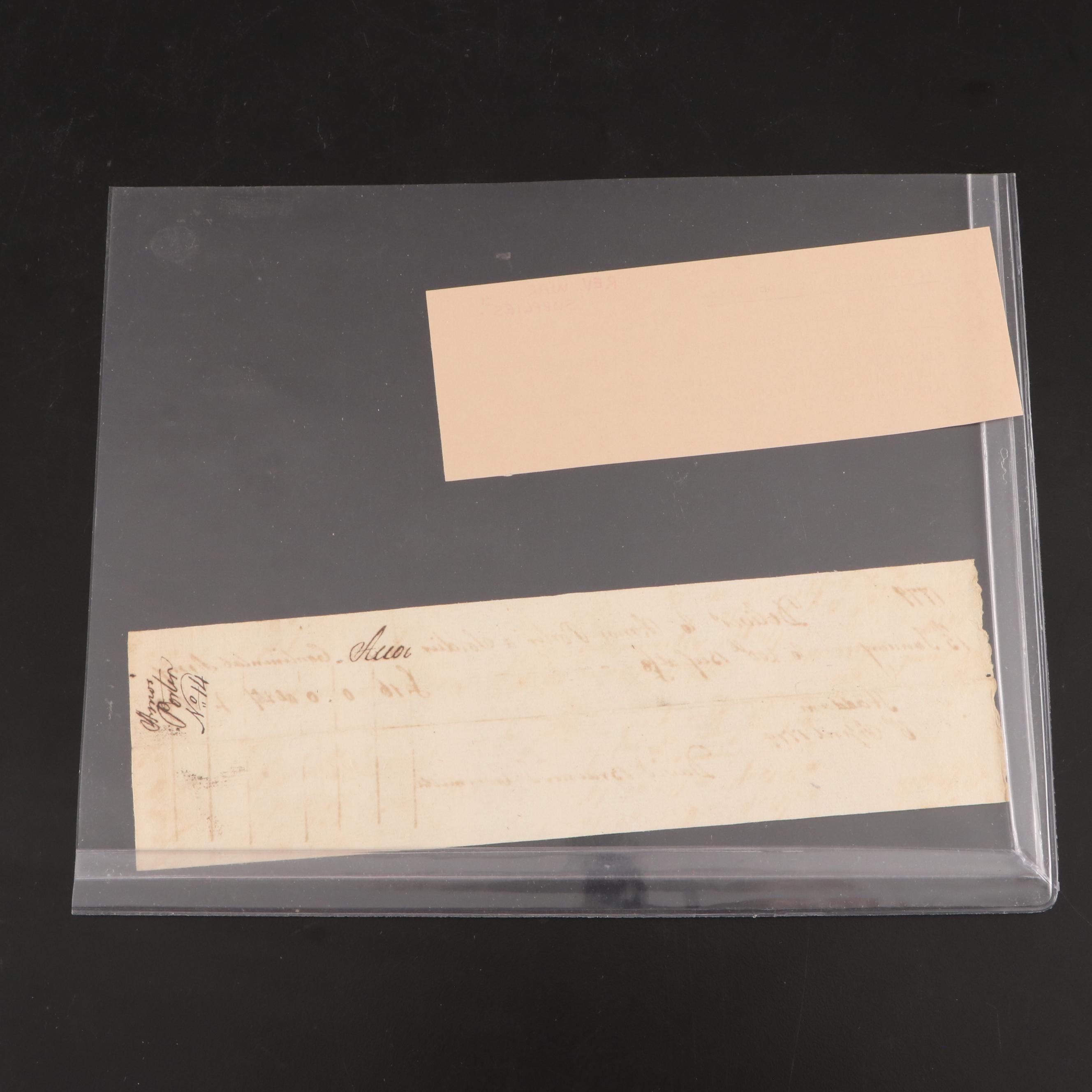 John Avery Signed Letter to Samuel Holten with Other Revolutionary Receipts