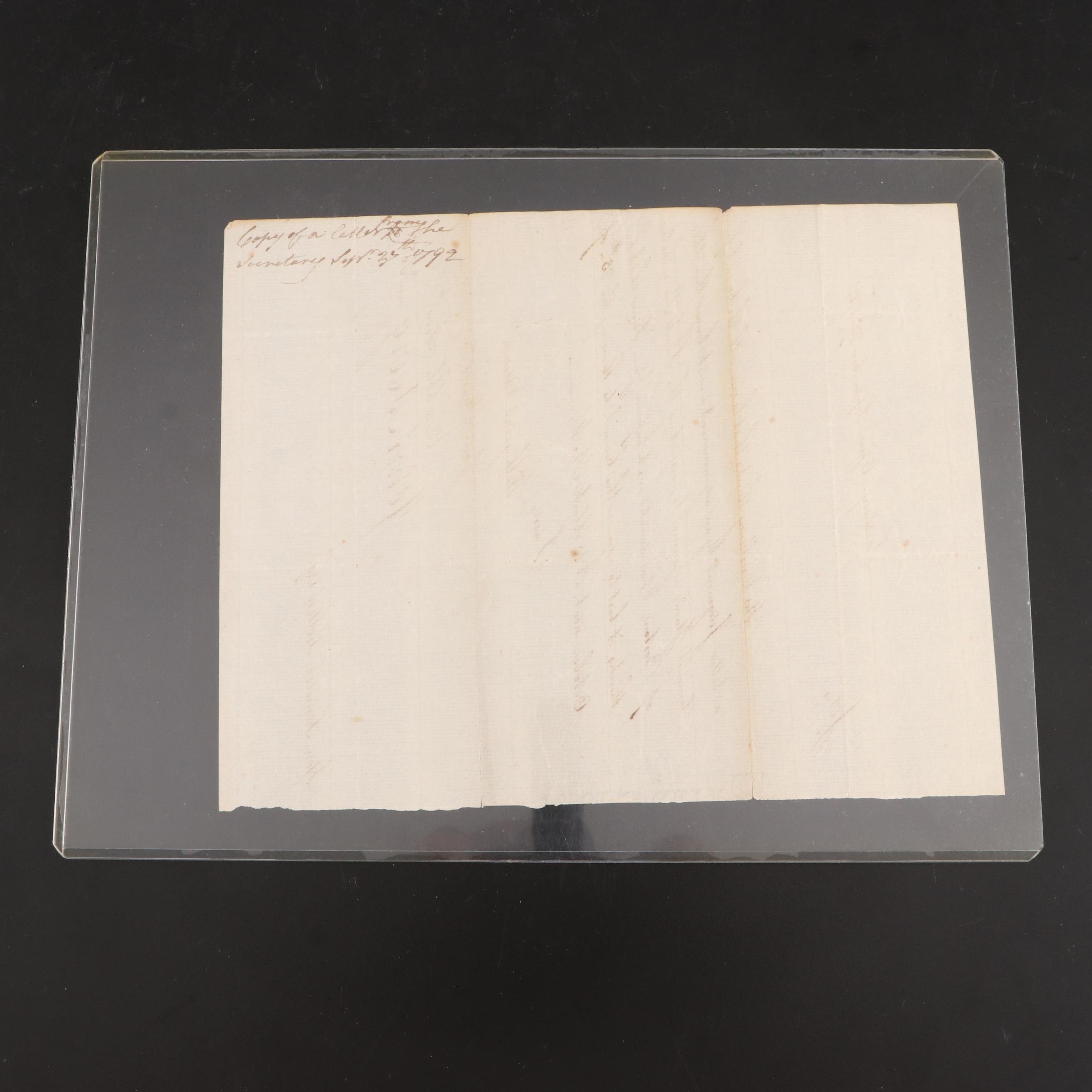 John Avery Signed Letter to Samuel Holten with Other Revolutionary Receipts