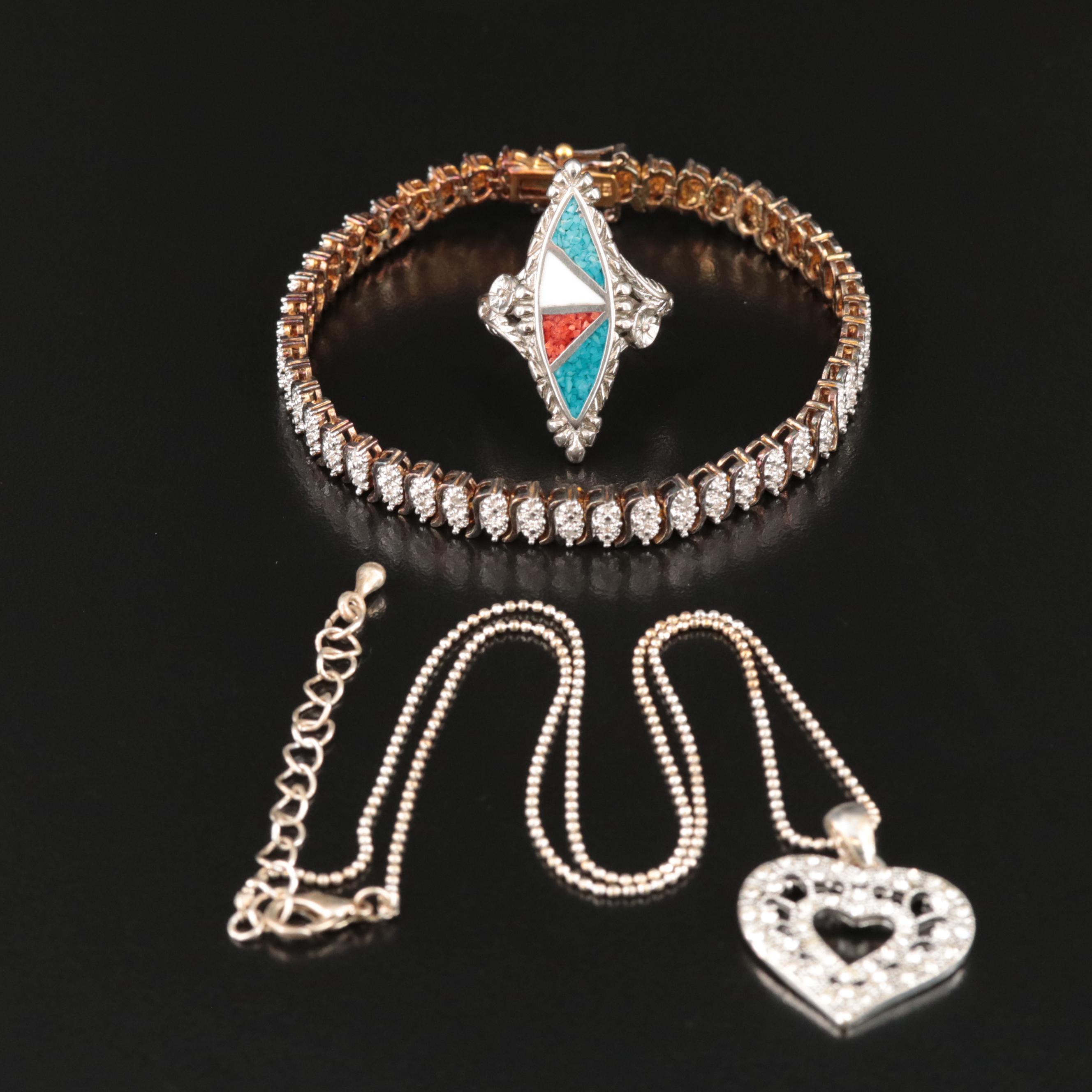 Sterling Bracelet with Diamond Accents Featured in Jewelry Assortment