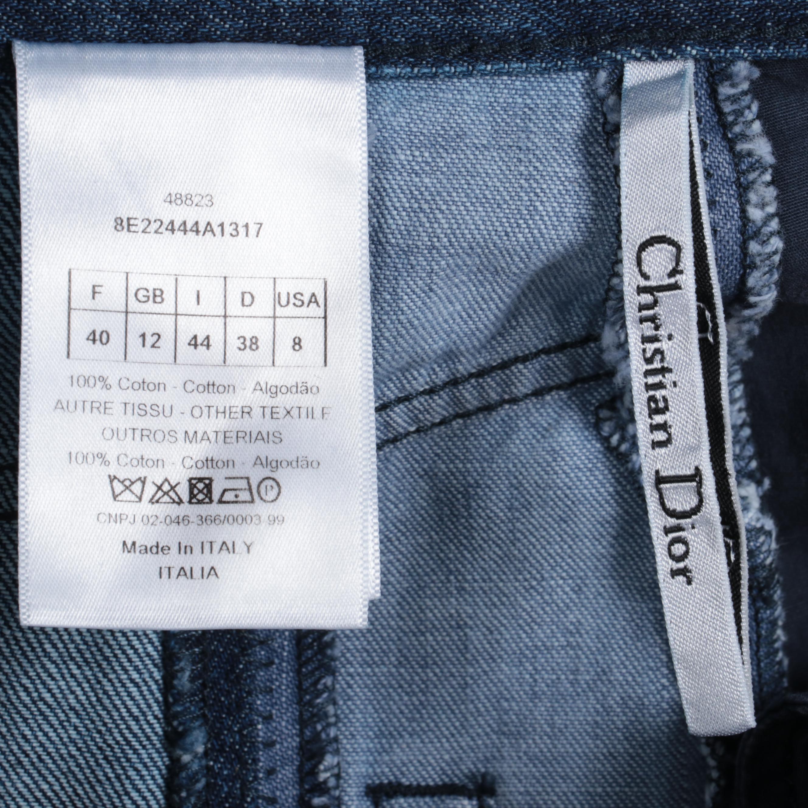 Christian Dior Wide-Leg Jeans with Zig-Zag Stitched Detail