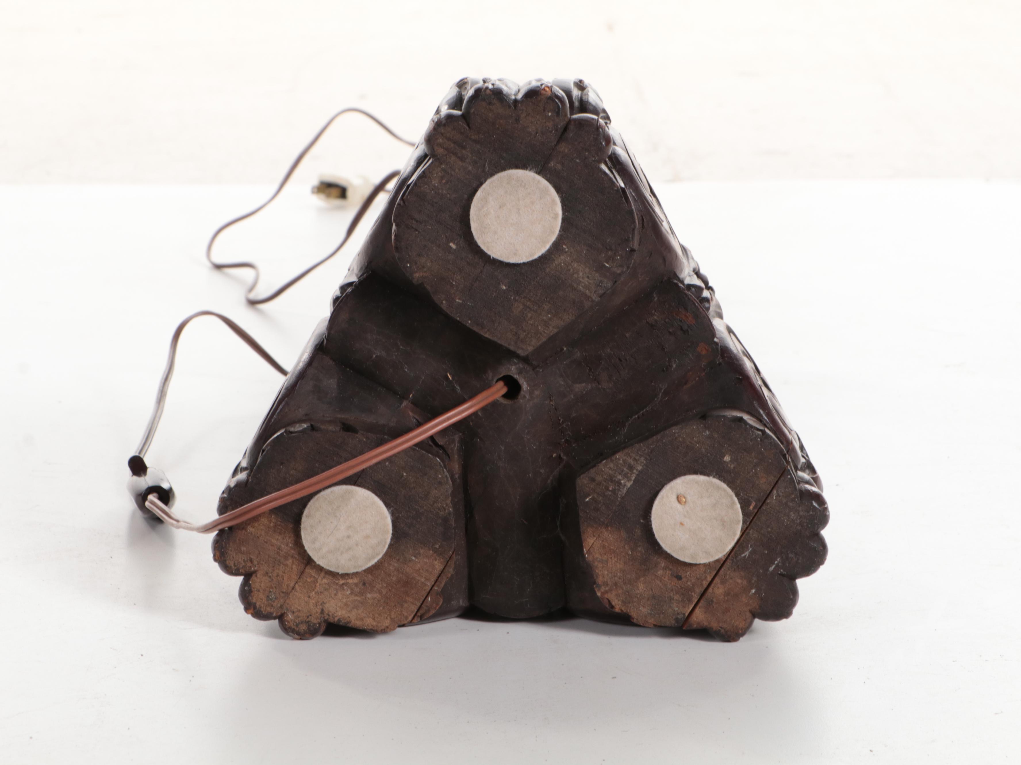 Late Victorian Carved Wood Floor Lamp