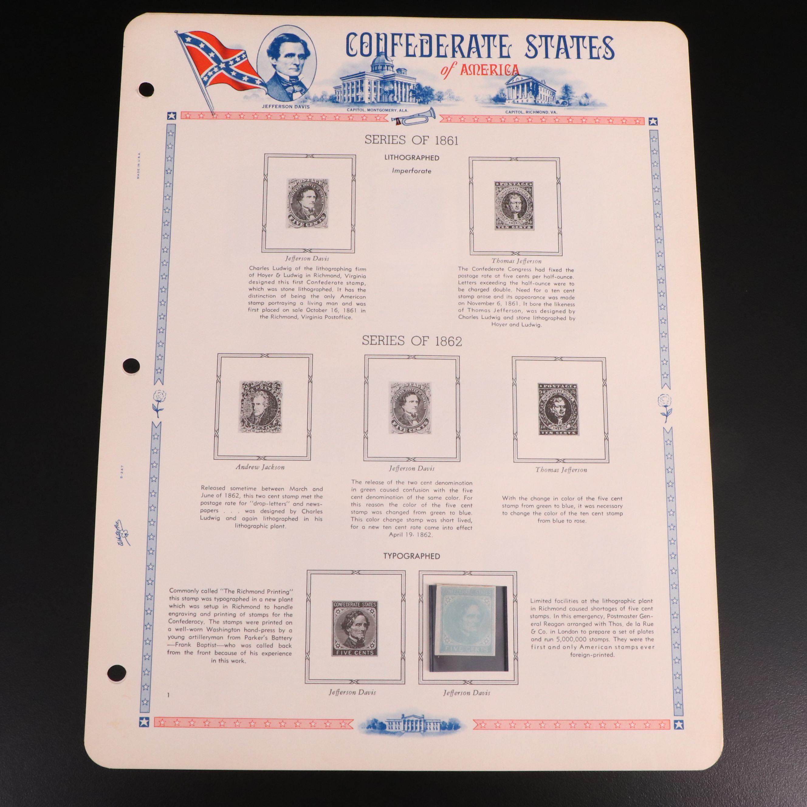Confederate Stamp Collection with 8 Stamps
