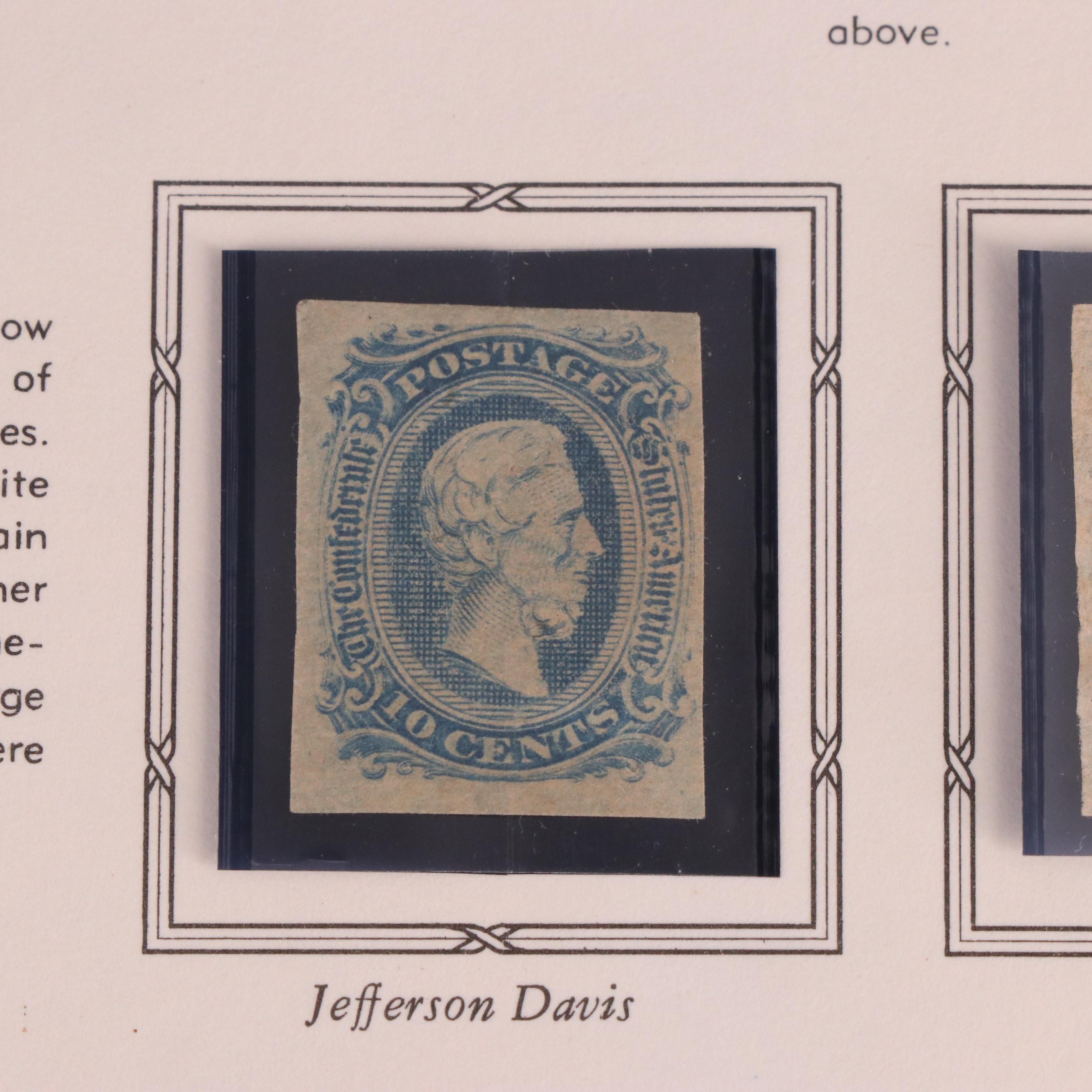 Confederate Stamp Collection with 8 Stamps