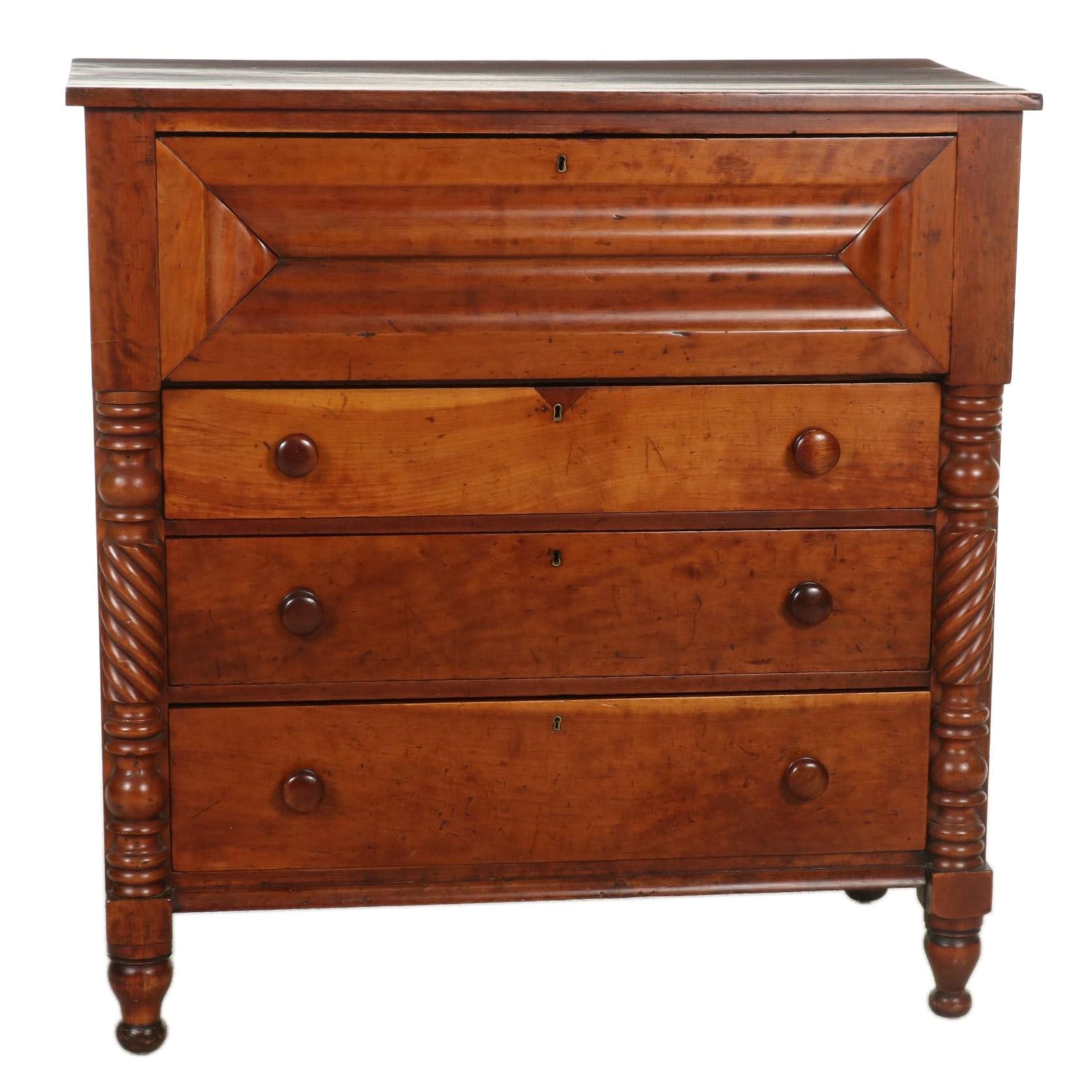 American Empire Walnut Four-Drawer Chest, Mid-19th Century