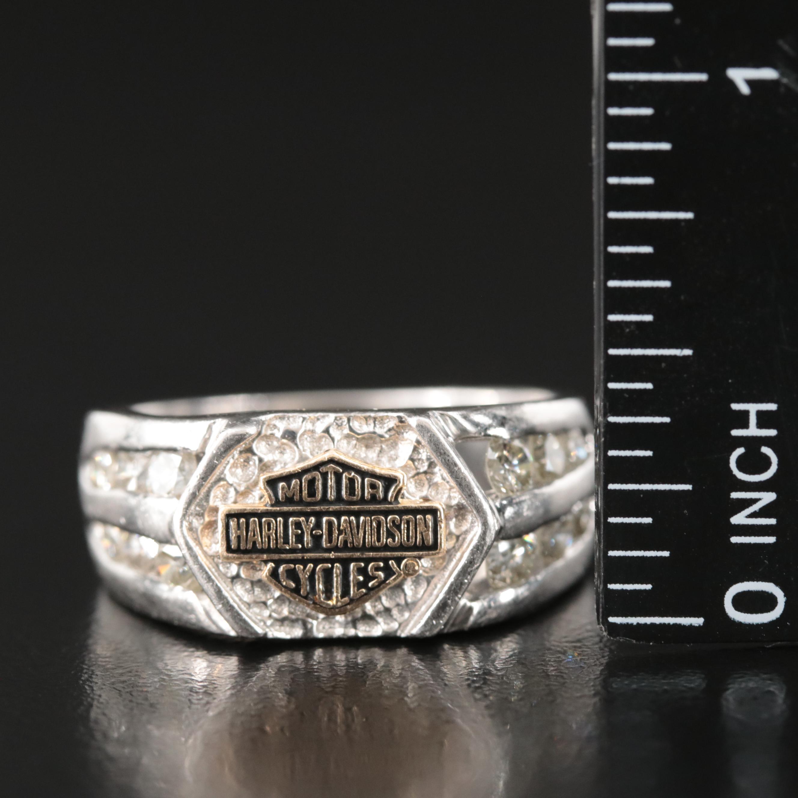 Stamper for Harley-Davidson Platinum 1.02 CTW Diamond Ring with 14K Gold Logo