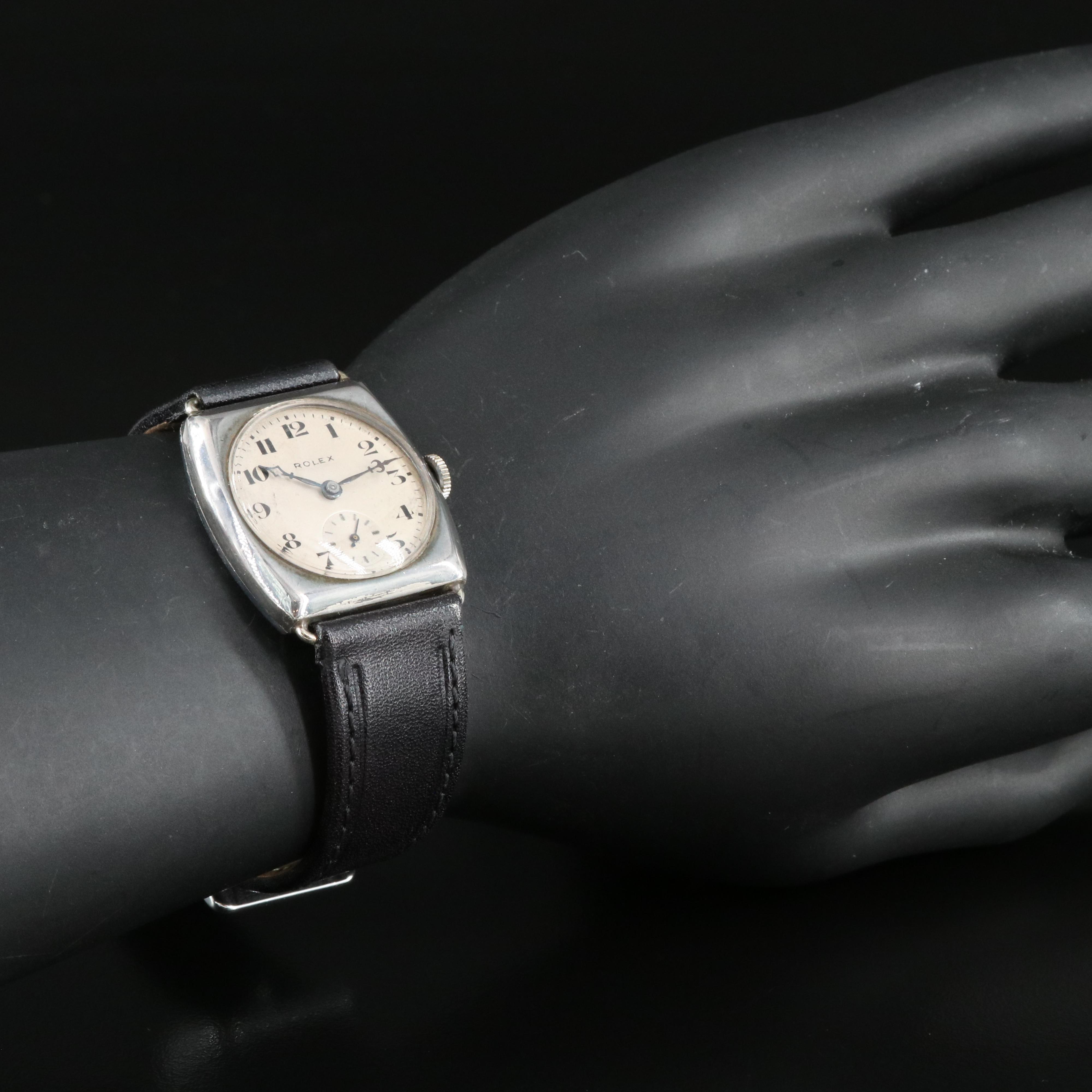 Vintage Rolex Nickle-Plated Sterling Cushion Case Watch