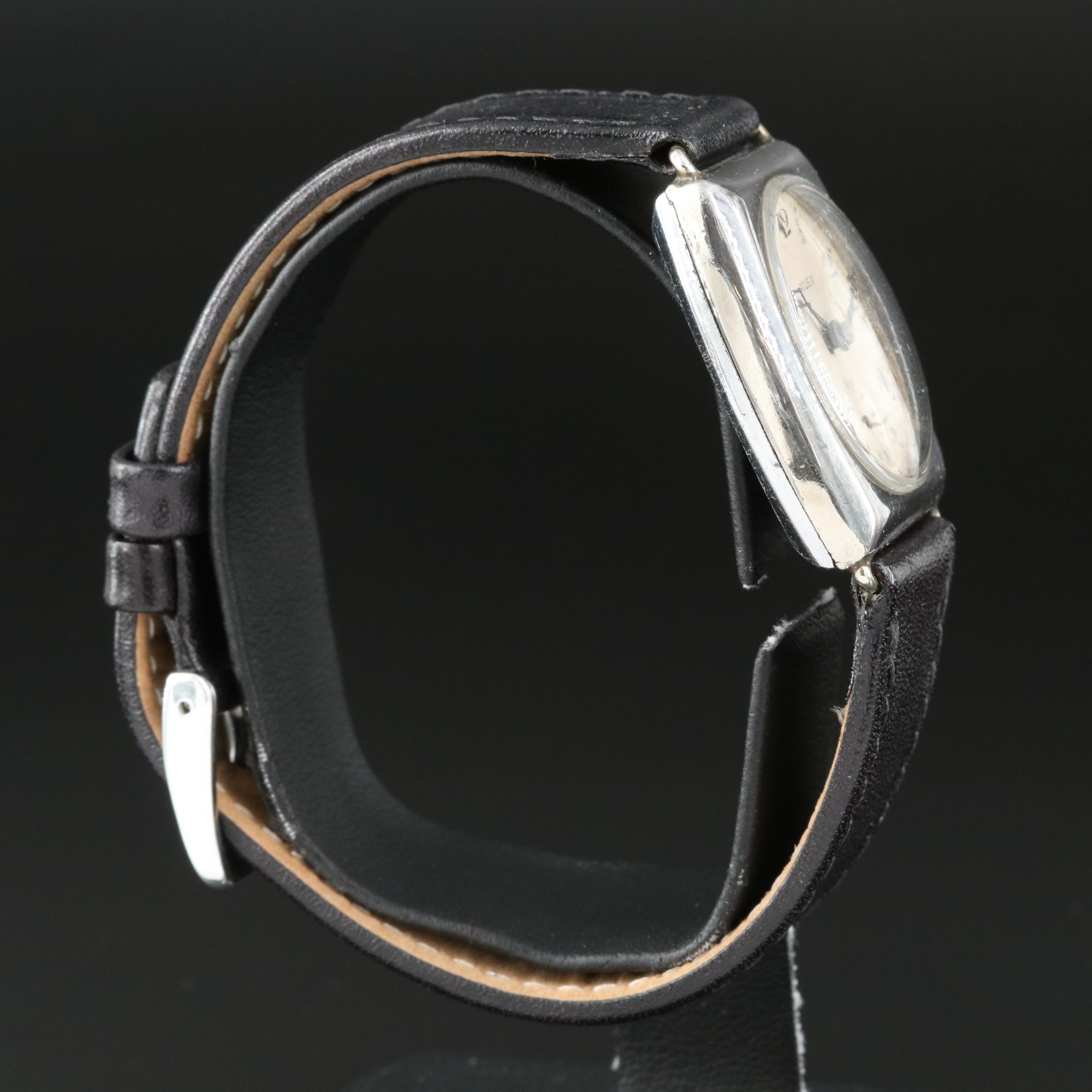 Vintage Rolex Nickle-Plated Sterling Cushion Case Watch