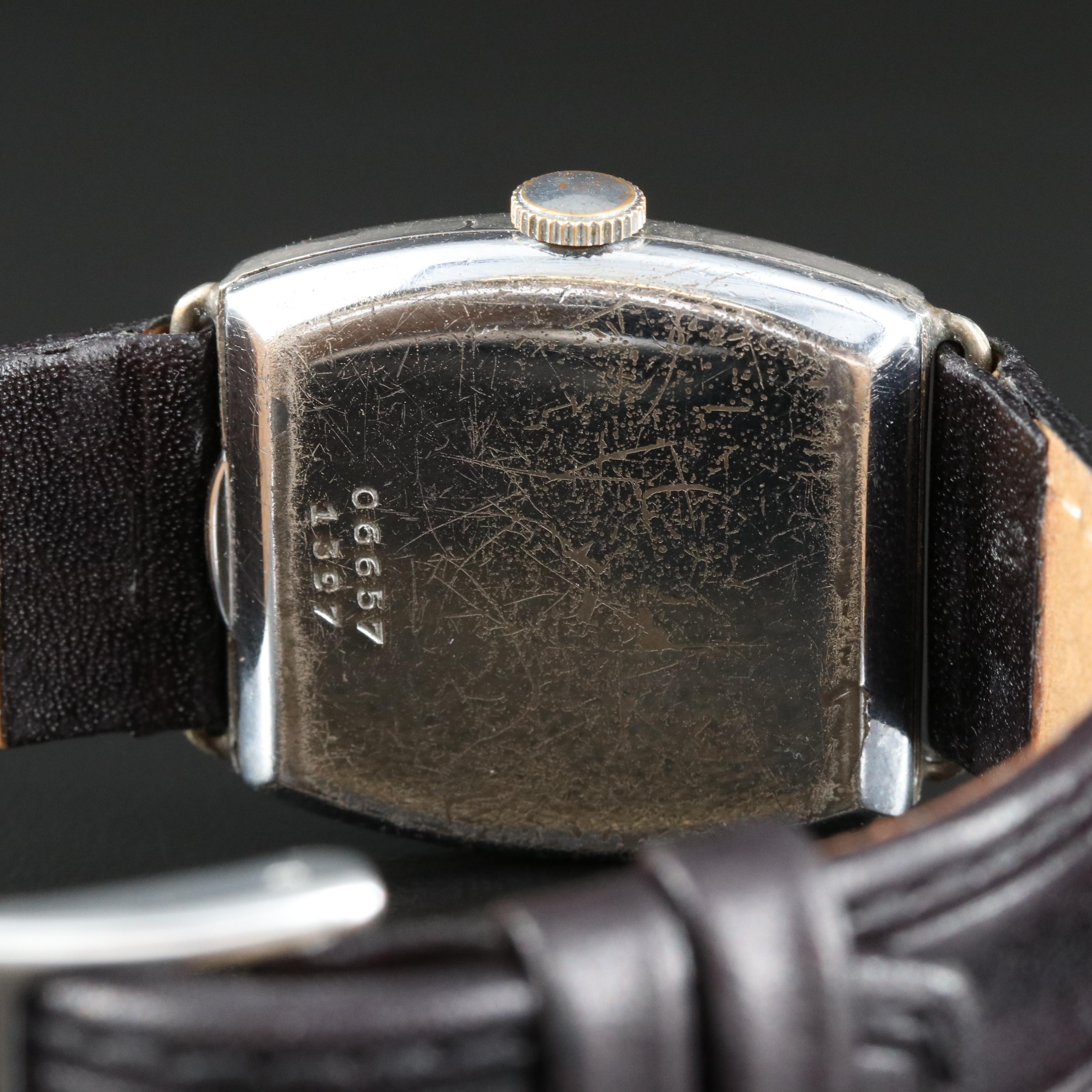 Vintage Rolex Nickle-Plated Sterling Cushion Case Watch