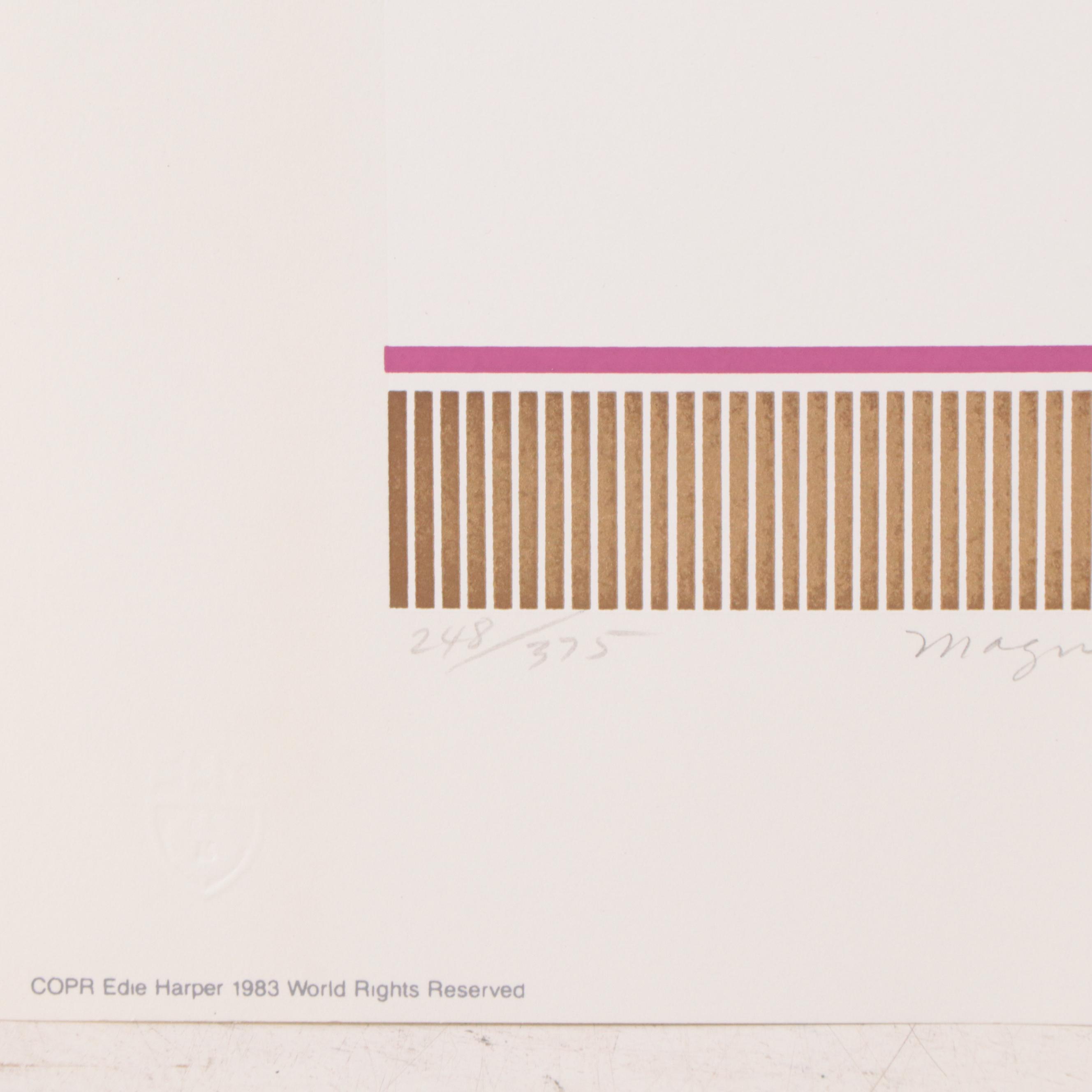 Edie Harper Modernist Serigraph "Magnificat," 1983