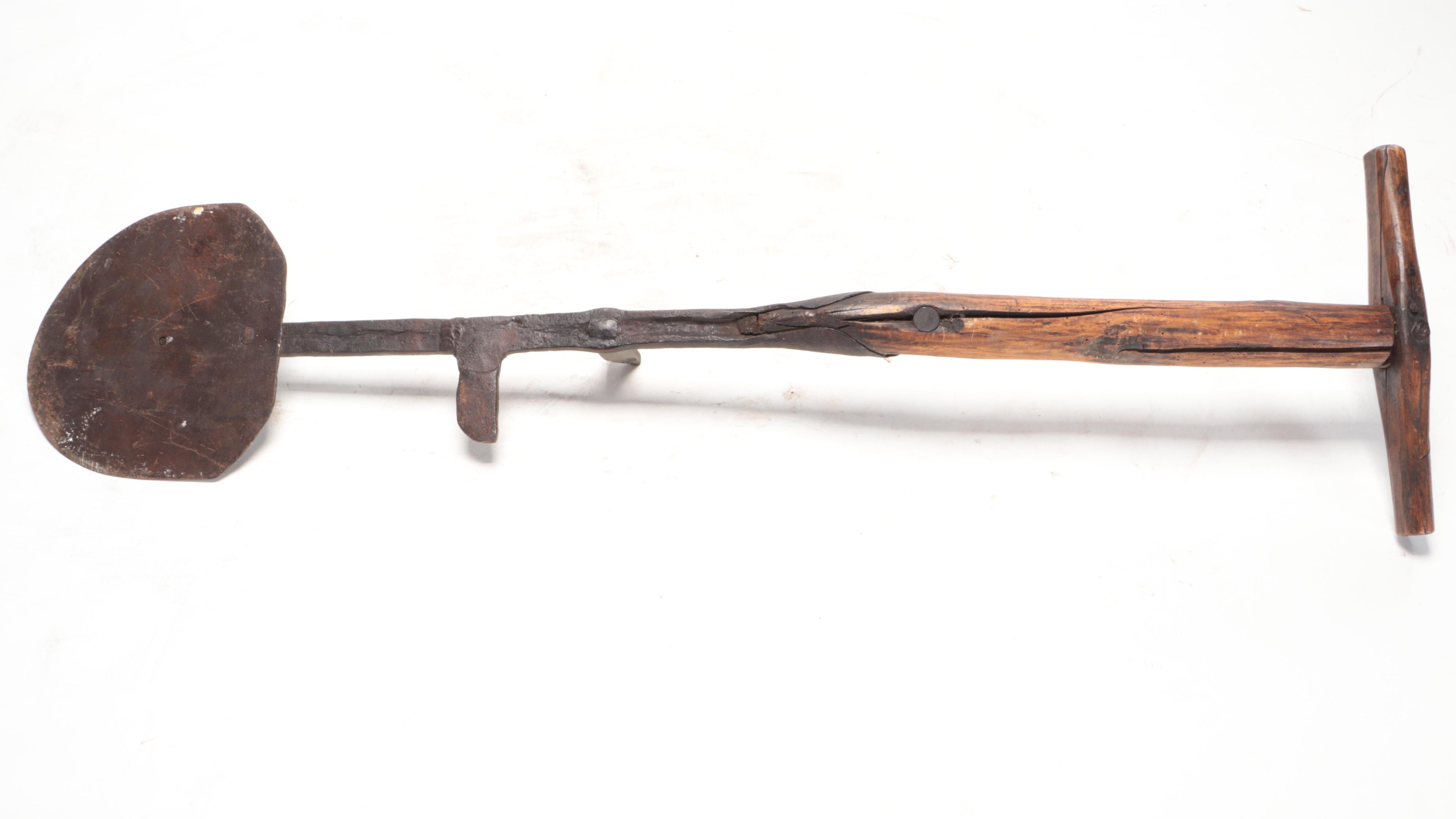 Primitive Style Wood and Metal Breast Plow and Potato Planter