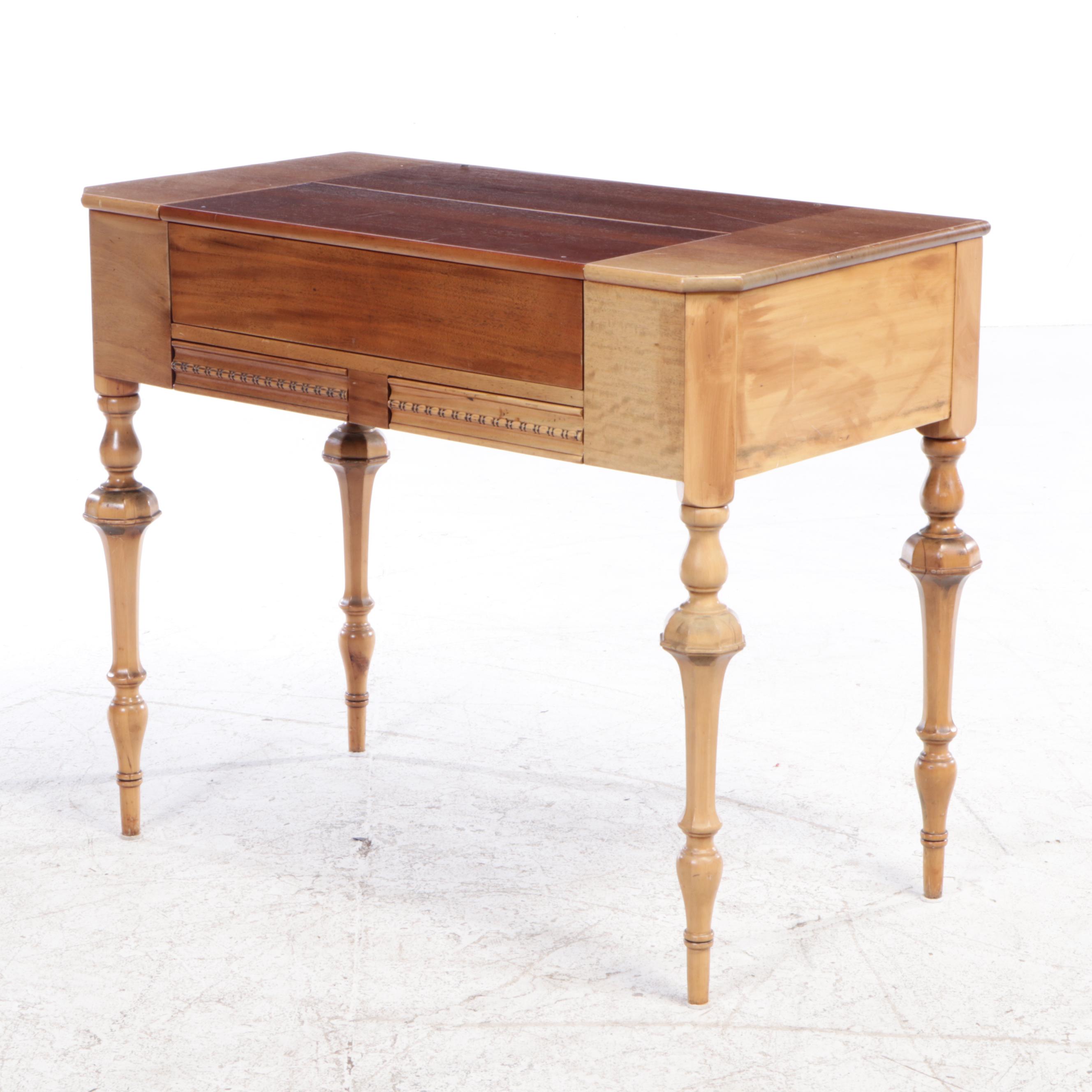 Renaissance Revival Mahogany Spinet Desk with Chair, Early 20th Century