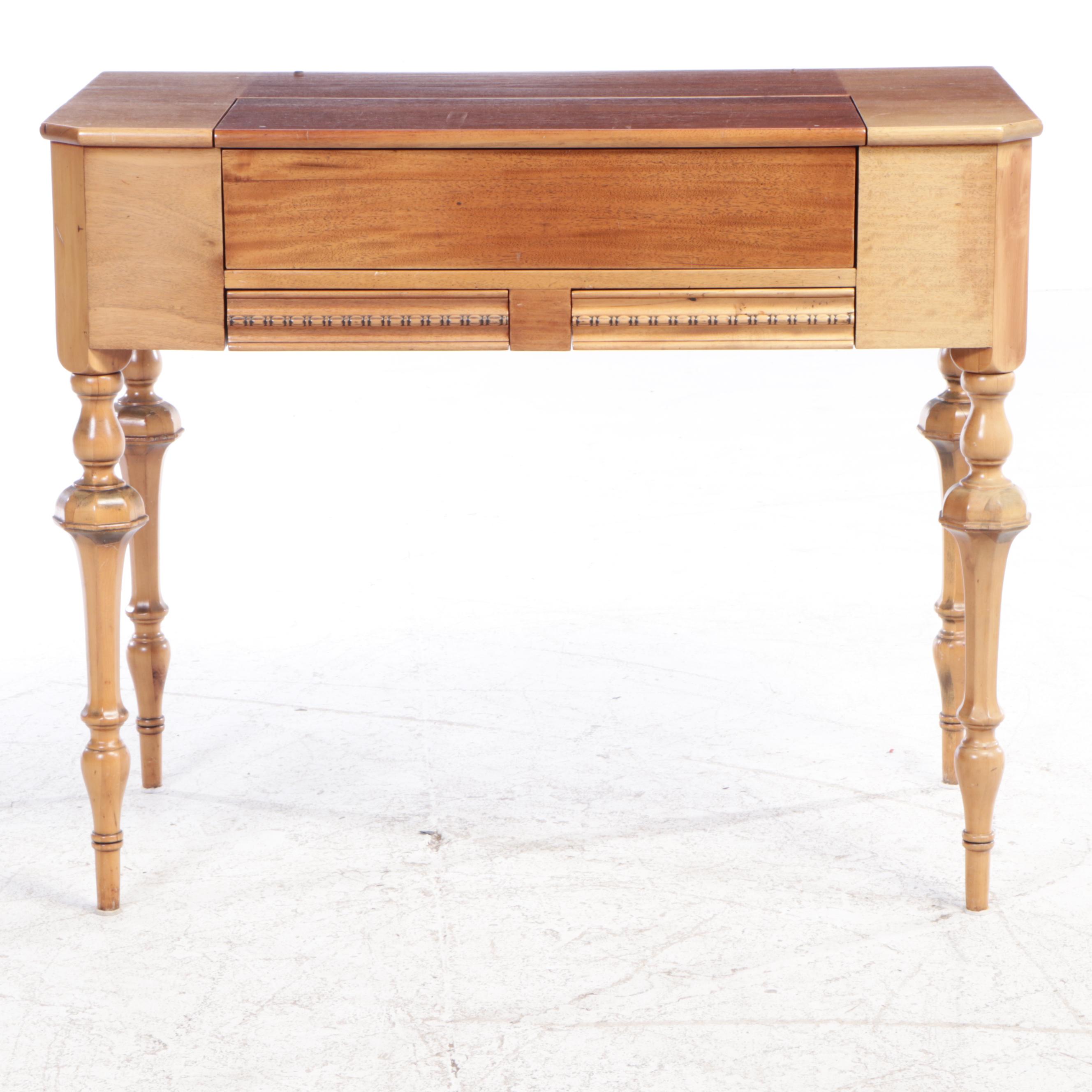 Renaissance Revival Mahogany Spinet Desk with Chair, Early 20th Century