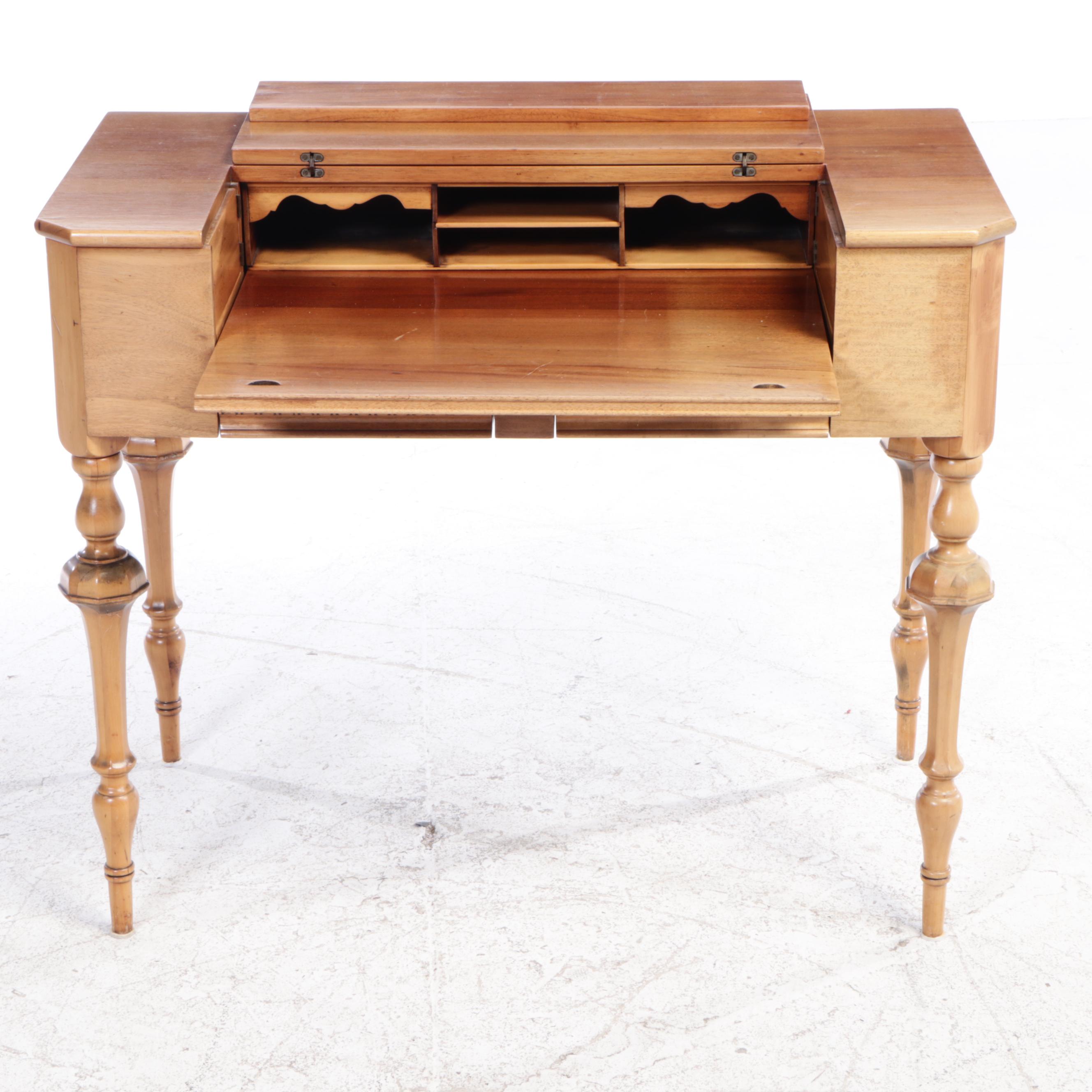 Renaissance Revival Mahogany Spinet Desk with Chair, Early 20th Century