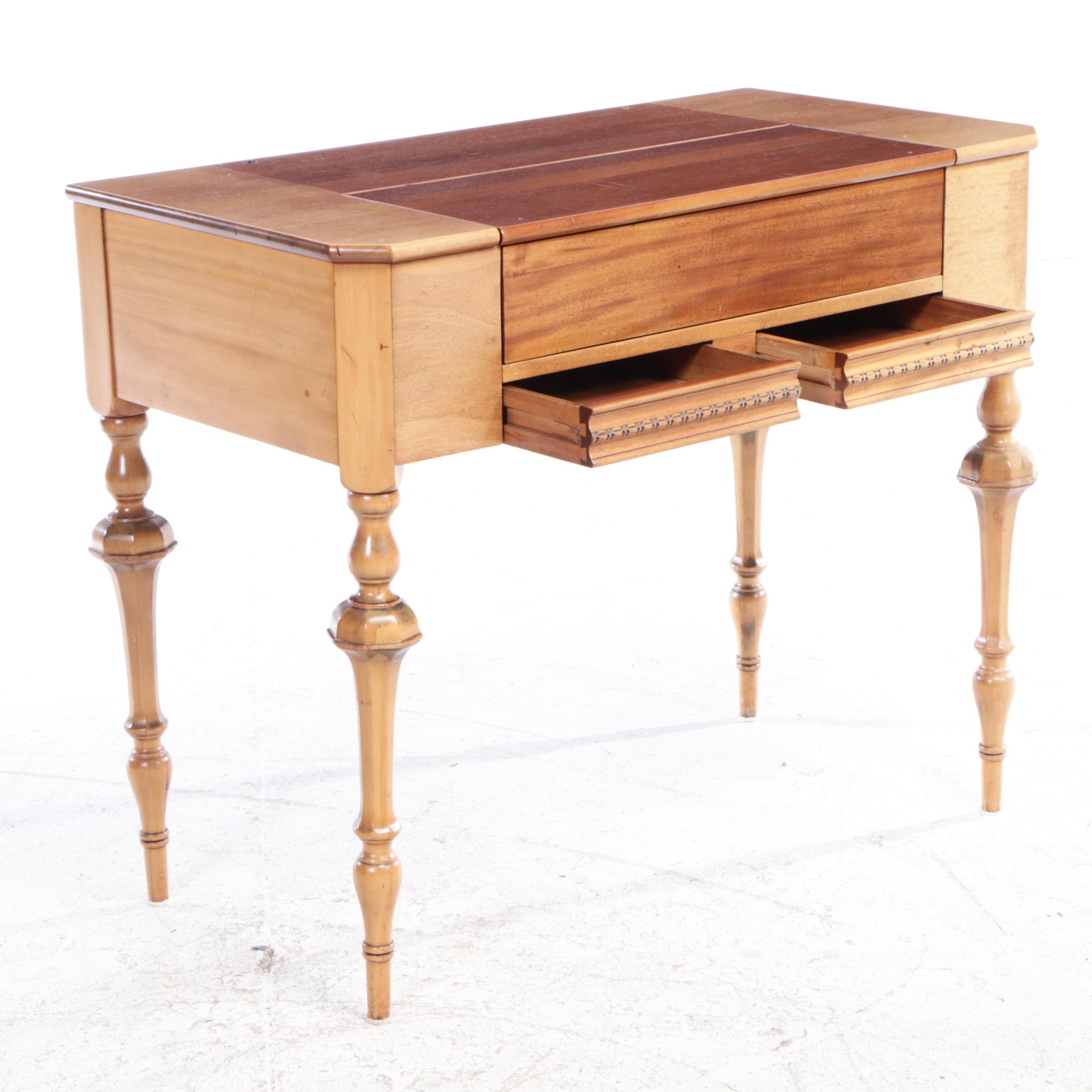 Renaissance Revival Mahogany Spinet Desk with Chair, Early 20th Century