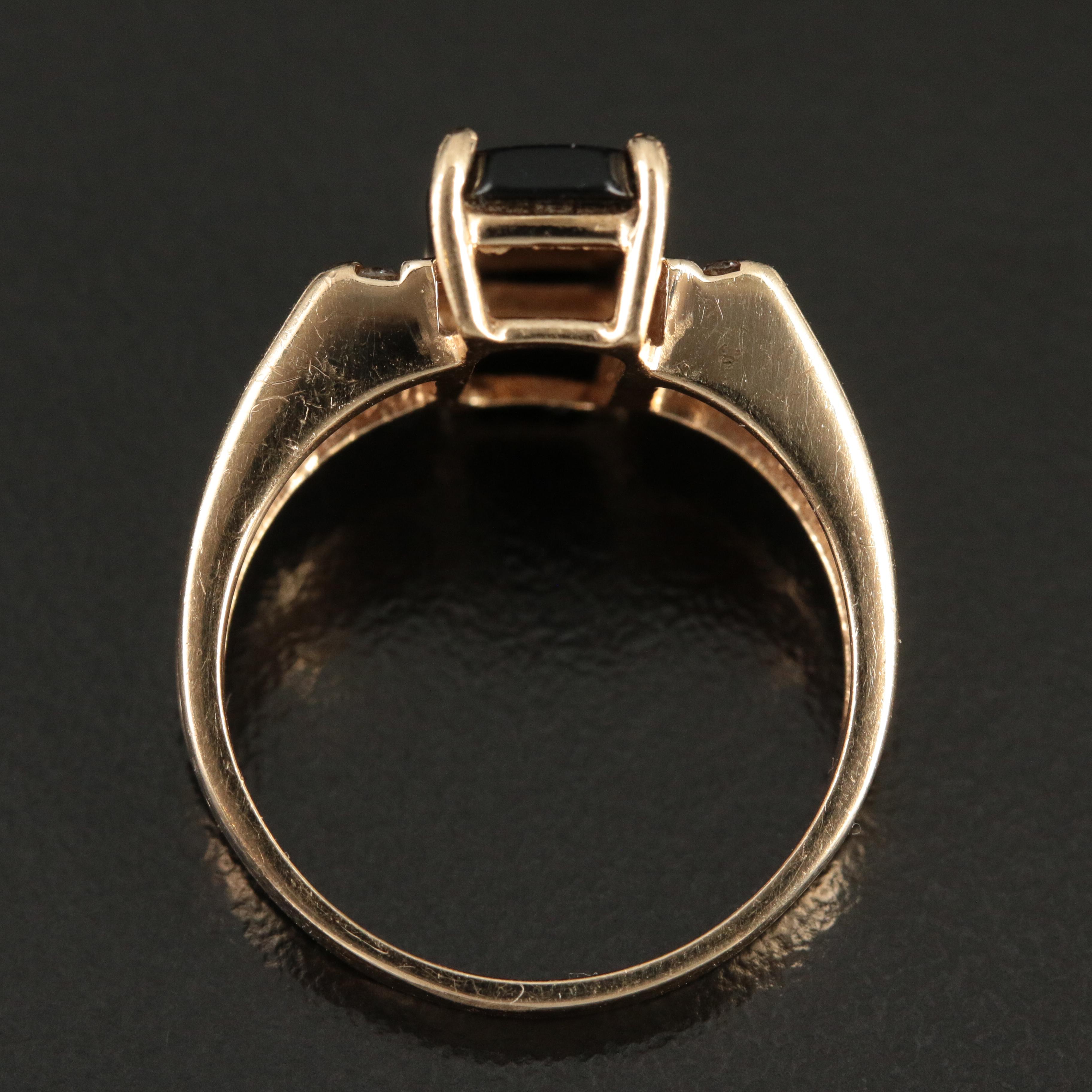 14K Black Onyx and Diamond Ring