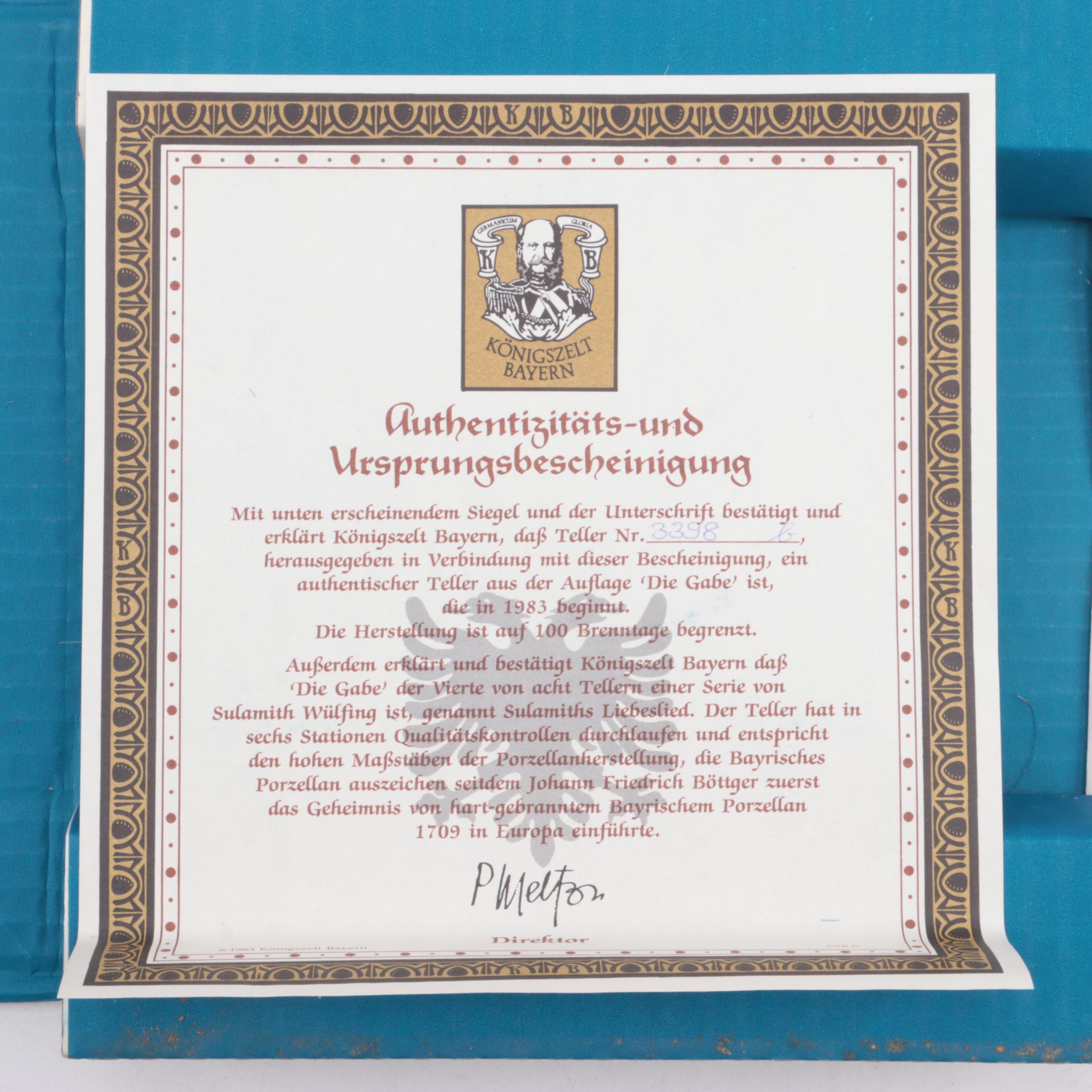 Sulamith Wülfing German Collector Plates by Königszelt Bayern, 1980s